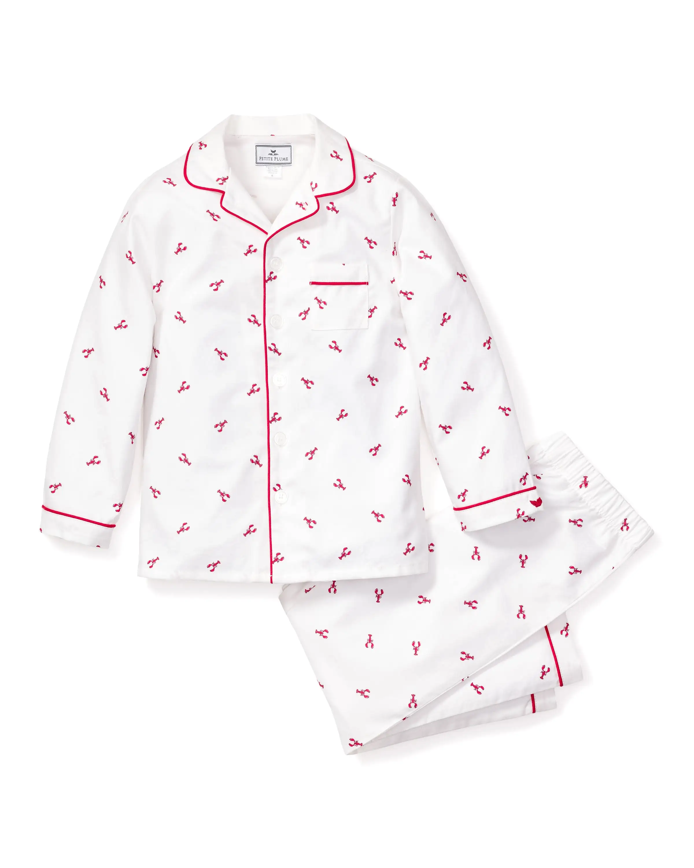 Kid's Twill Pajama Set in Brixham Lobsters