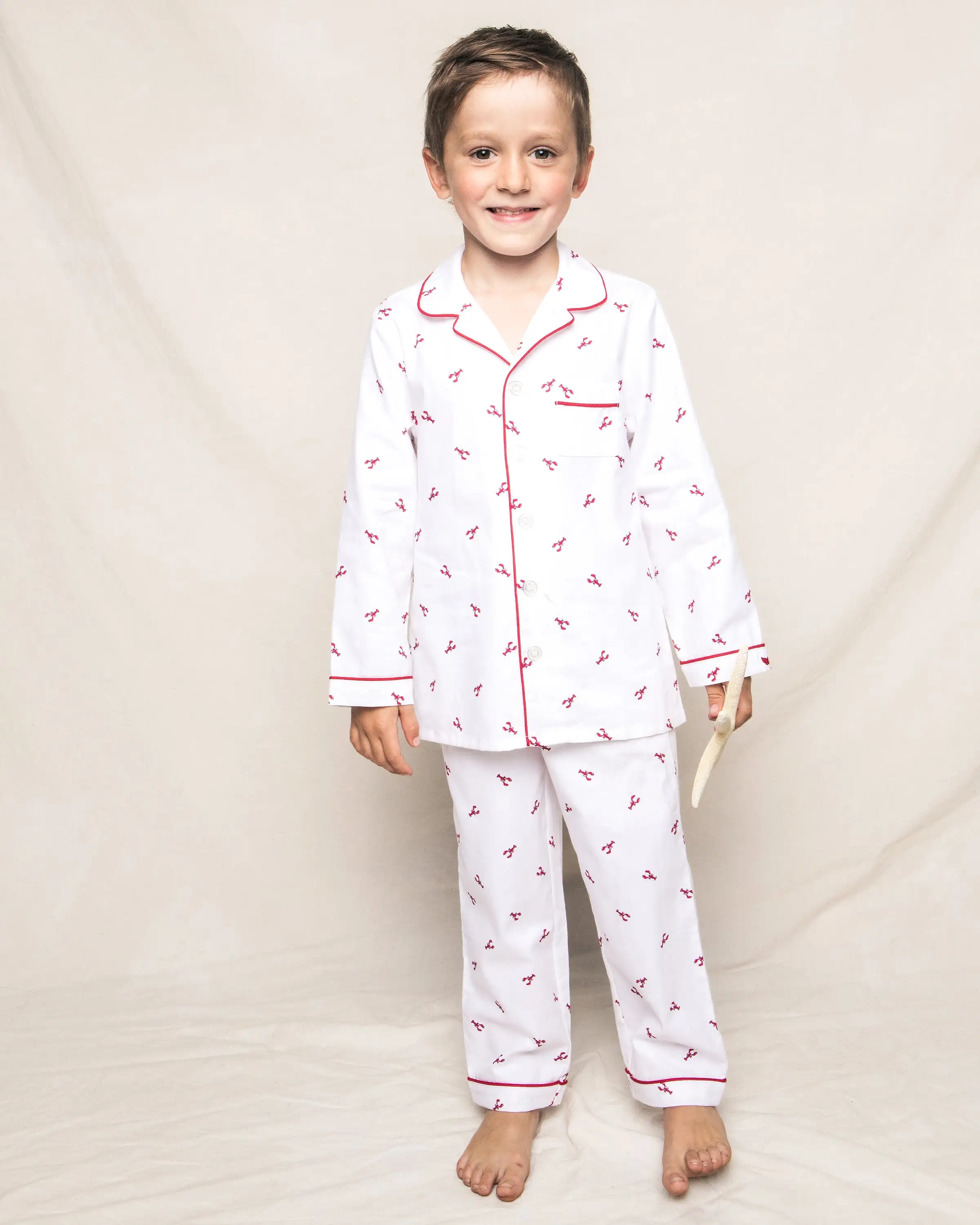 Kid's Twill Pajama Set in Brixham Lobsters