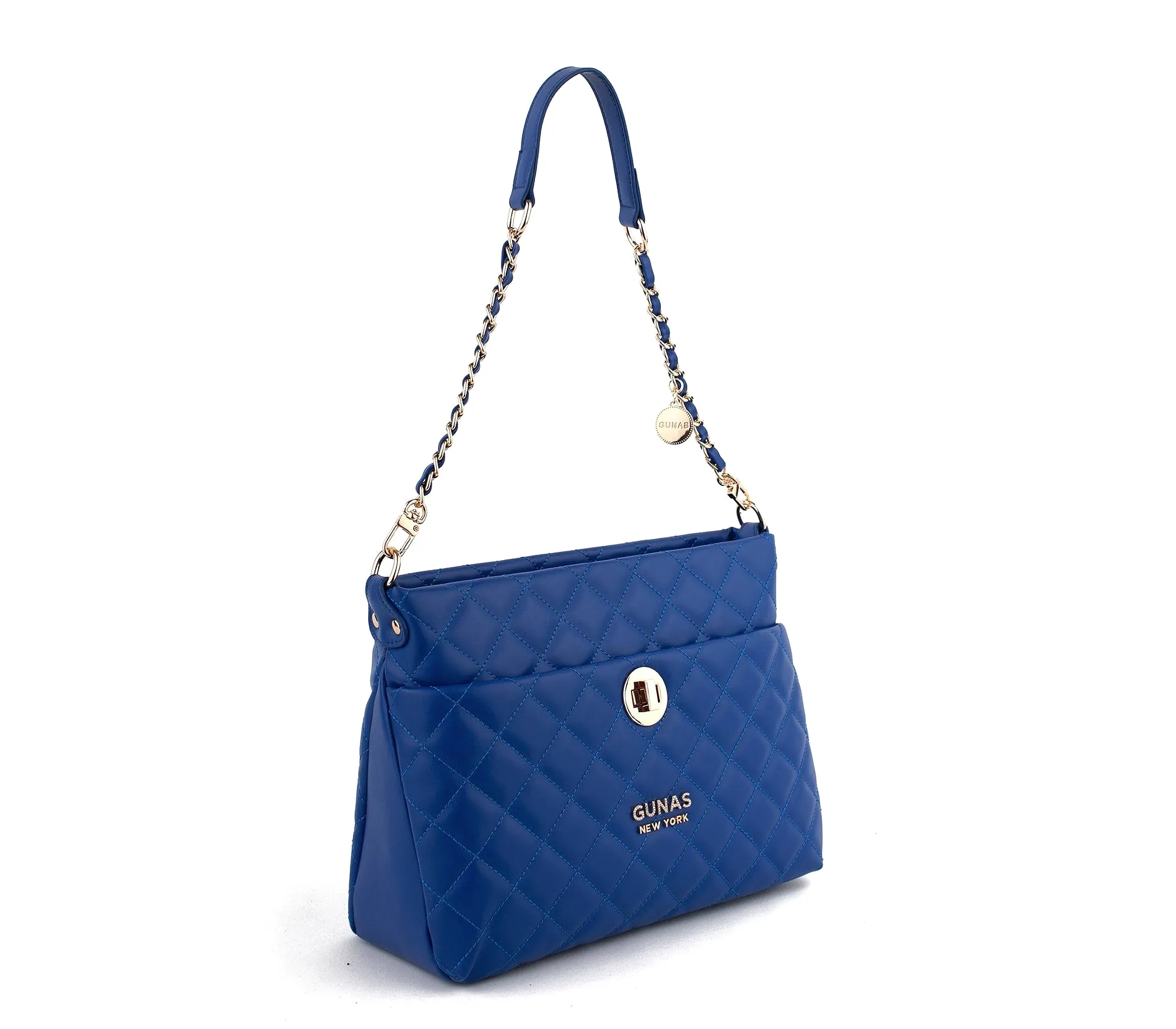 Koi Quilted Vegan Leather Shoulder Bag | Blue