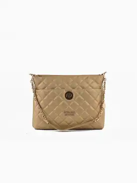 Koi Quilted Vegan Leather Shoulder Bag | Gold