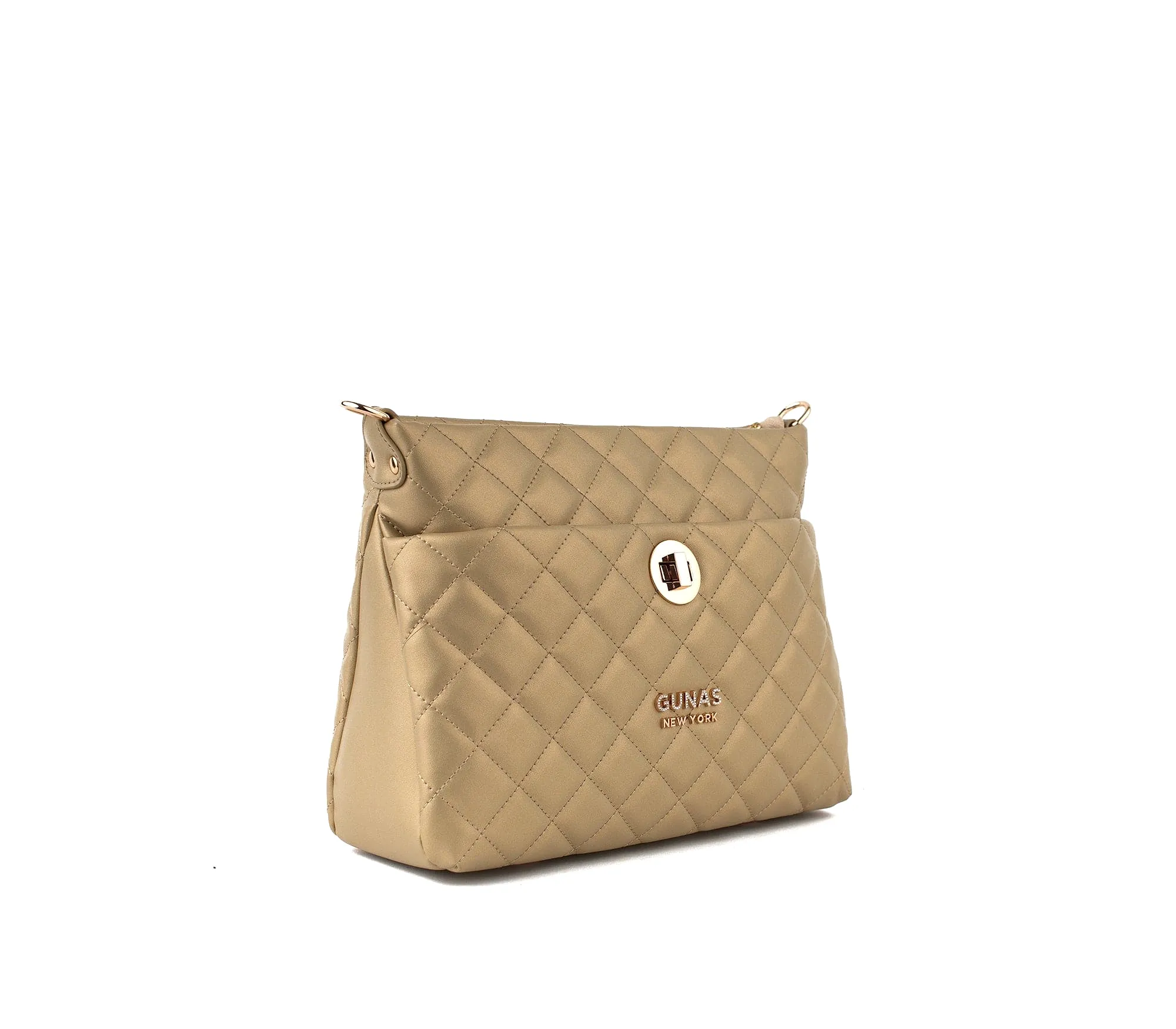 Koi Quilted Vegan Leather Shoulder Bag | Gold