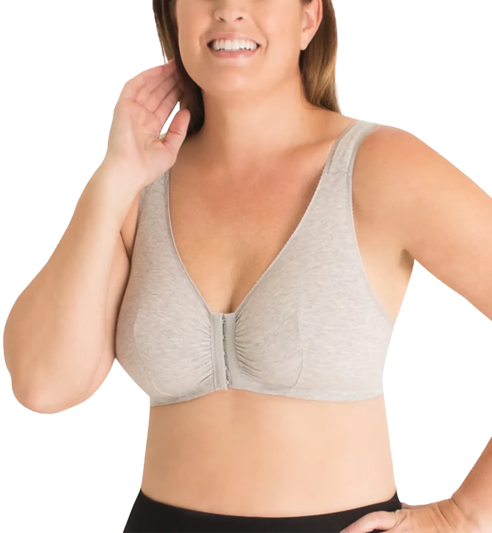 Leading Lady Meryl Cotton Front Closure Bra (110) - Heather Grey