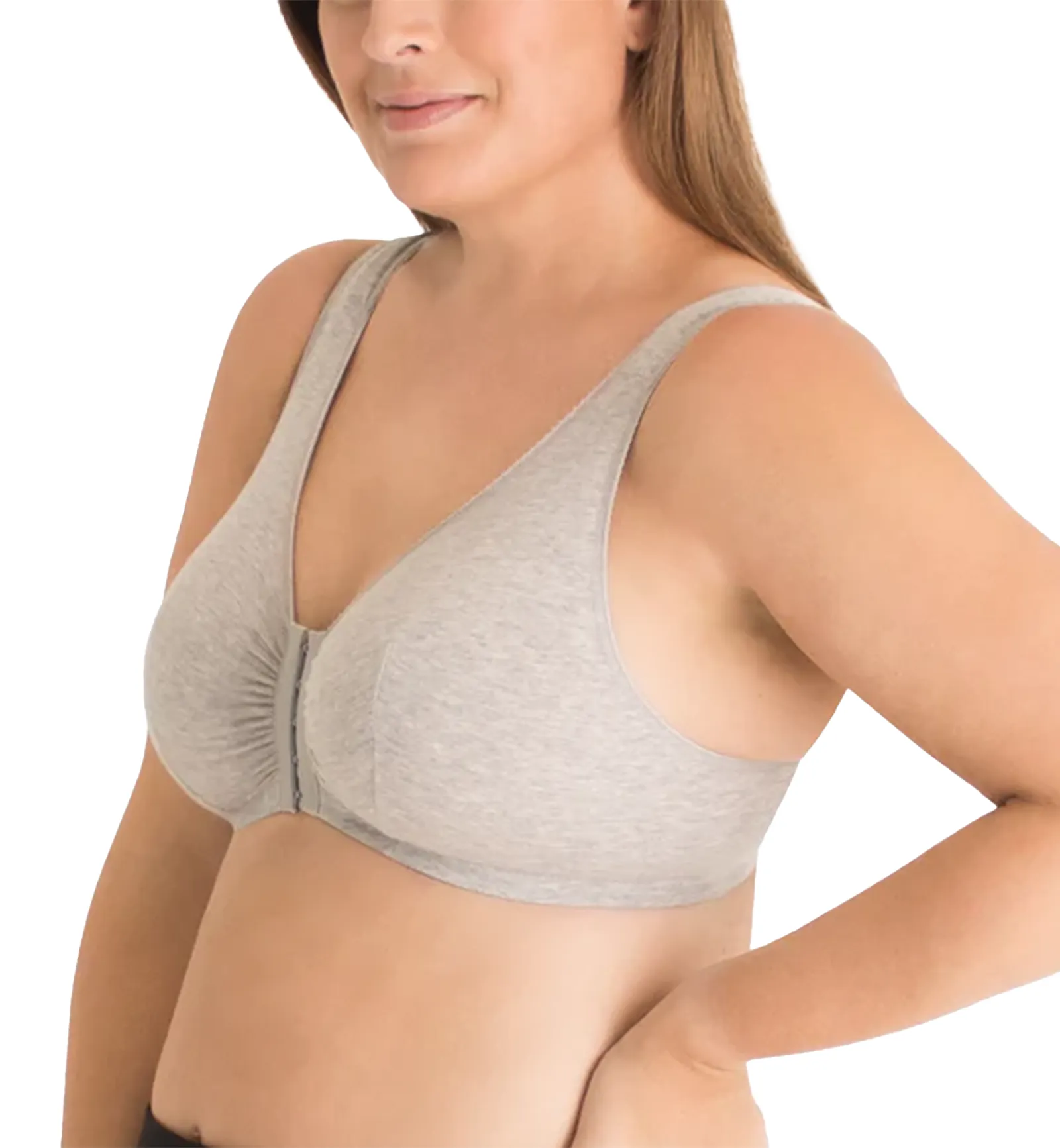 Leading Lady Meryl Cotton Front Closure Bra (110) - Heather Grey