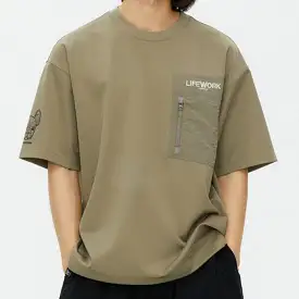 LifeWork Zip Pocket Tee Khaki