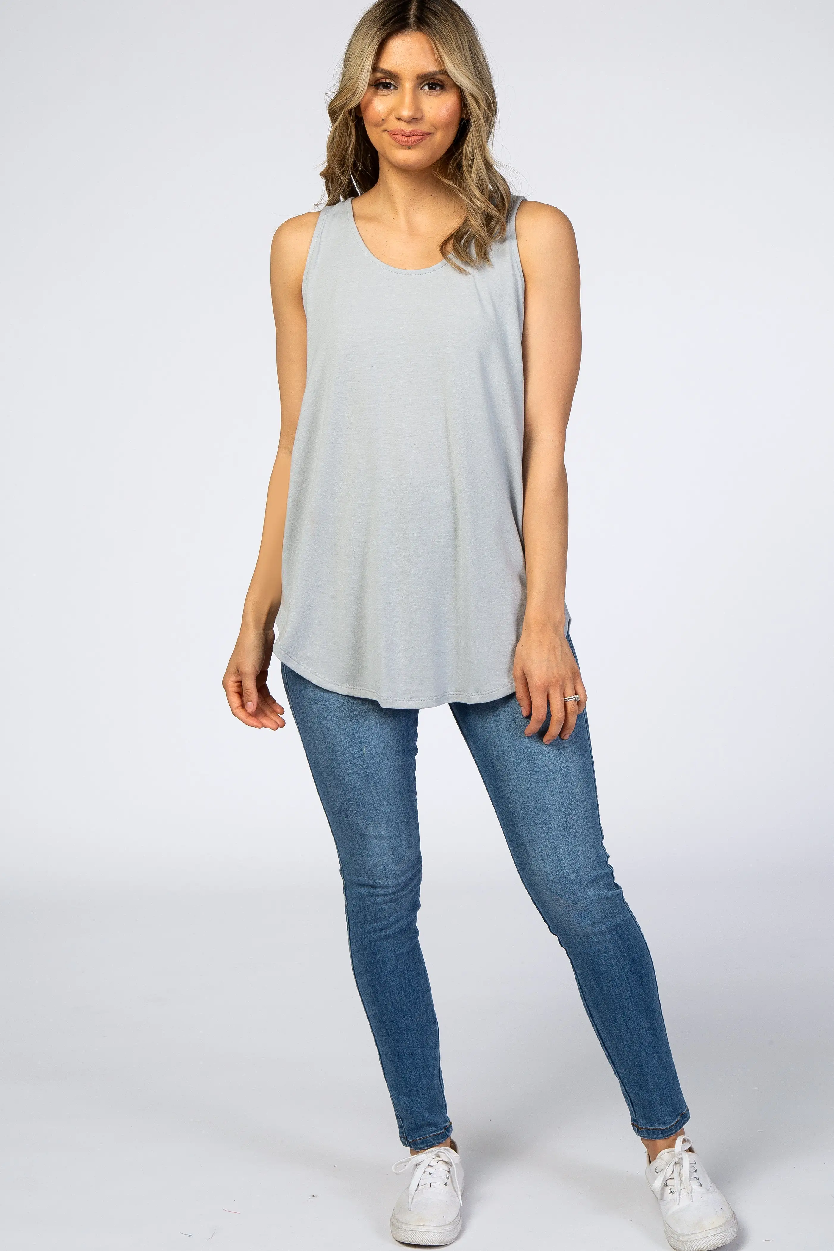 Light Grey Basic Sleeveless Top