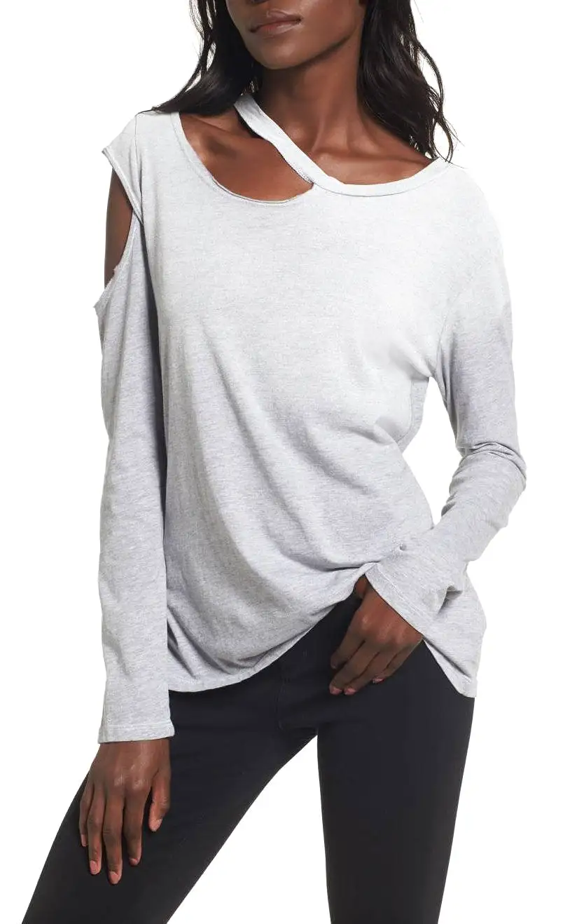 LNA Hamilton Asymmetrical Long Sleeve Top