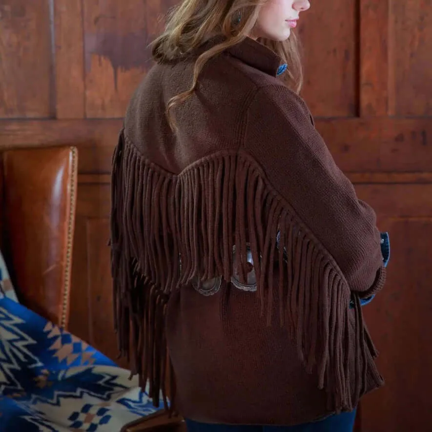 Medium Brown Fringe Tasha Polizzi Thick Coat