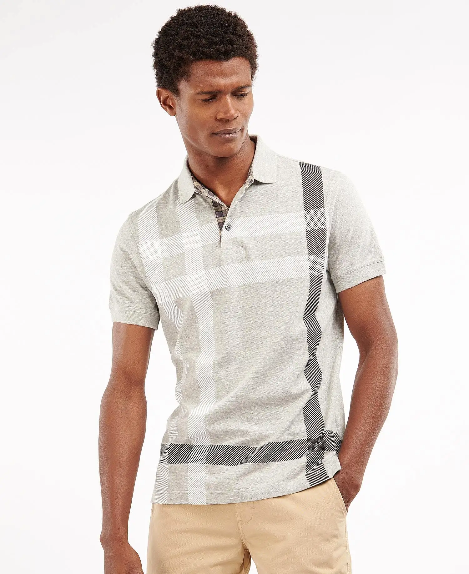 Men's Barbour | Blaine Tartan Polo Shirt | Grey Marl