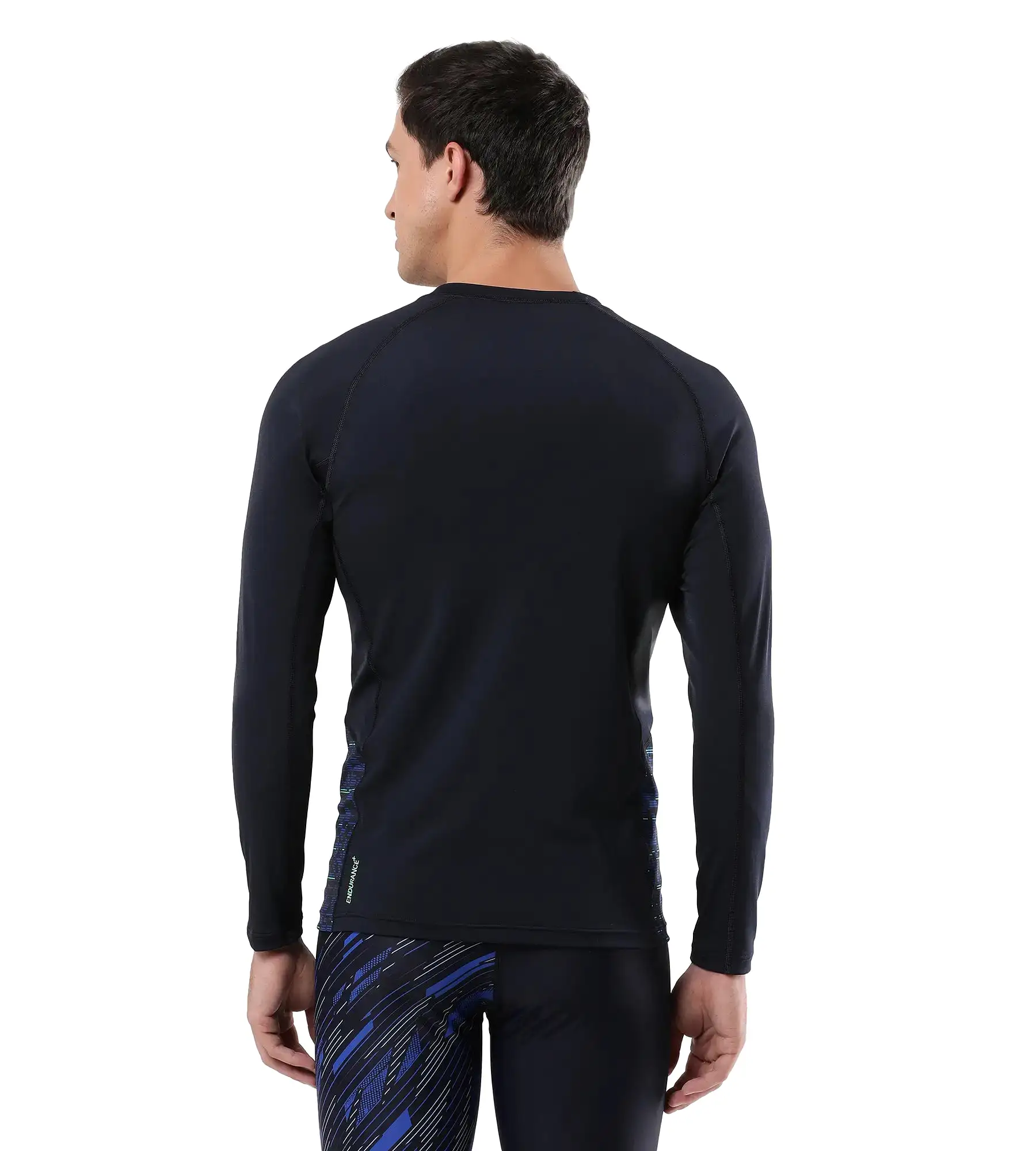 Men's Endurance Long Sleeve Splice Suntop - True Navy & Harlequin Green