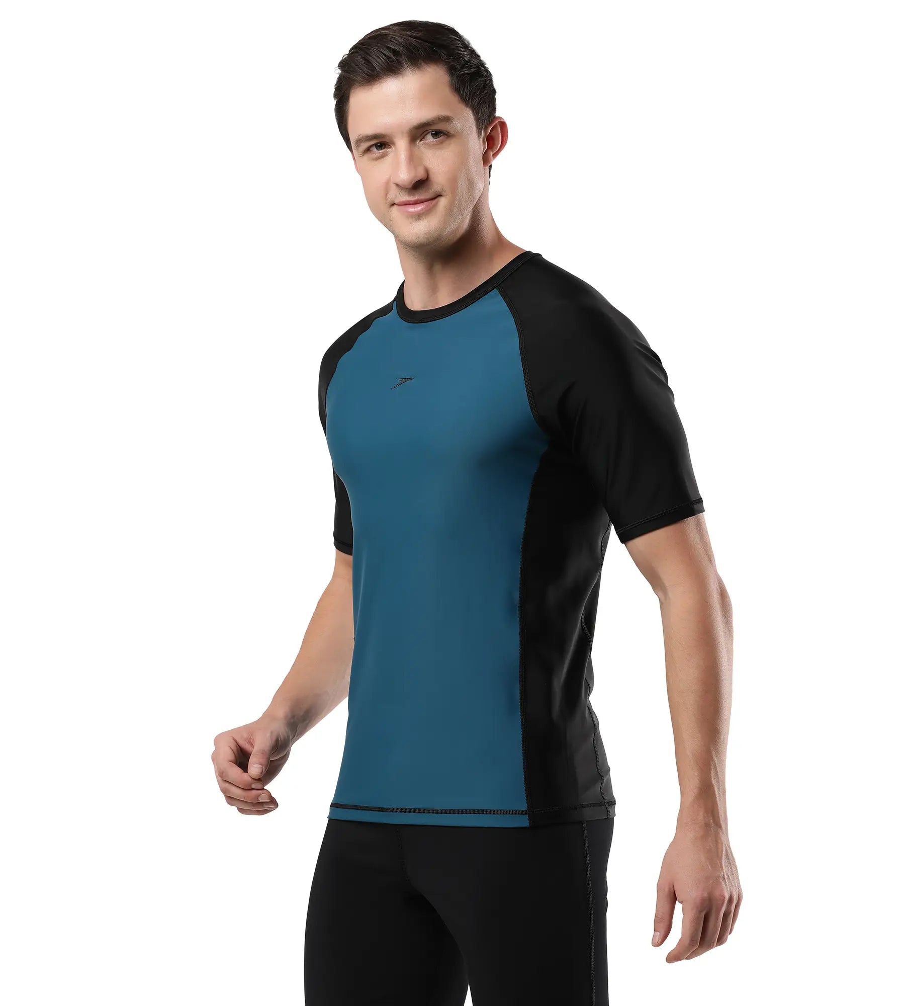 Men's Endurance  Short Sleeve Suntop - Darkteal  &  Black