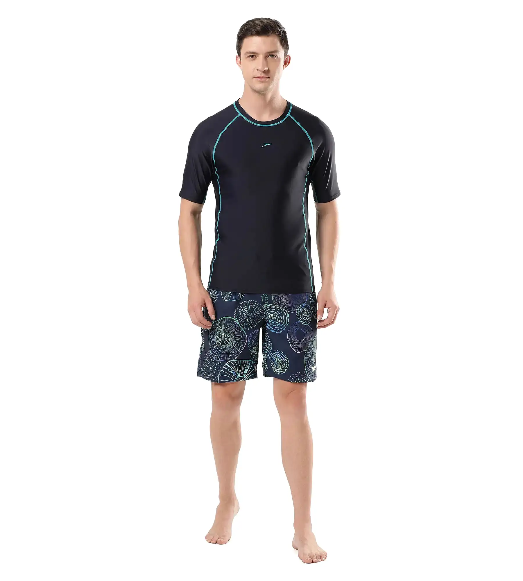 Men's Endurance Short Sleeve Suntop - True Navy  &  Aquarium