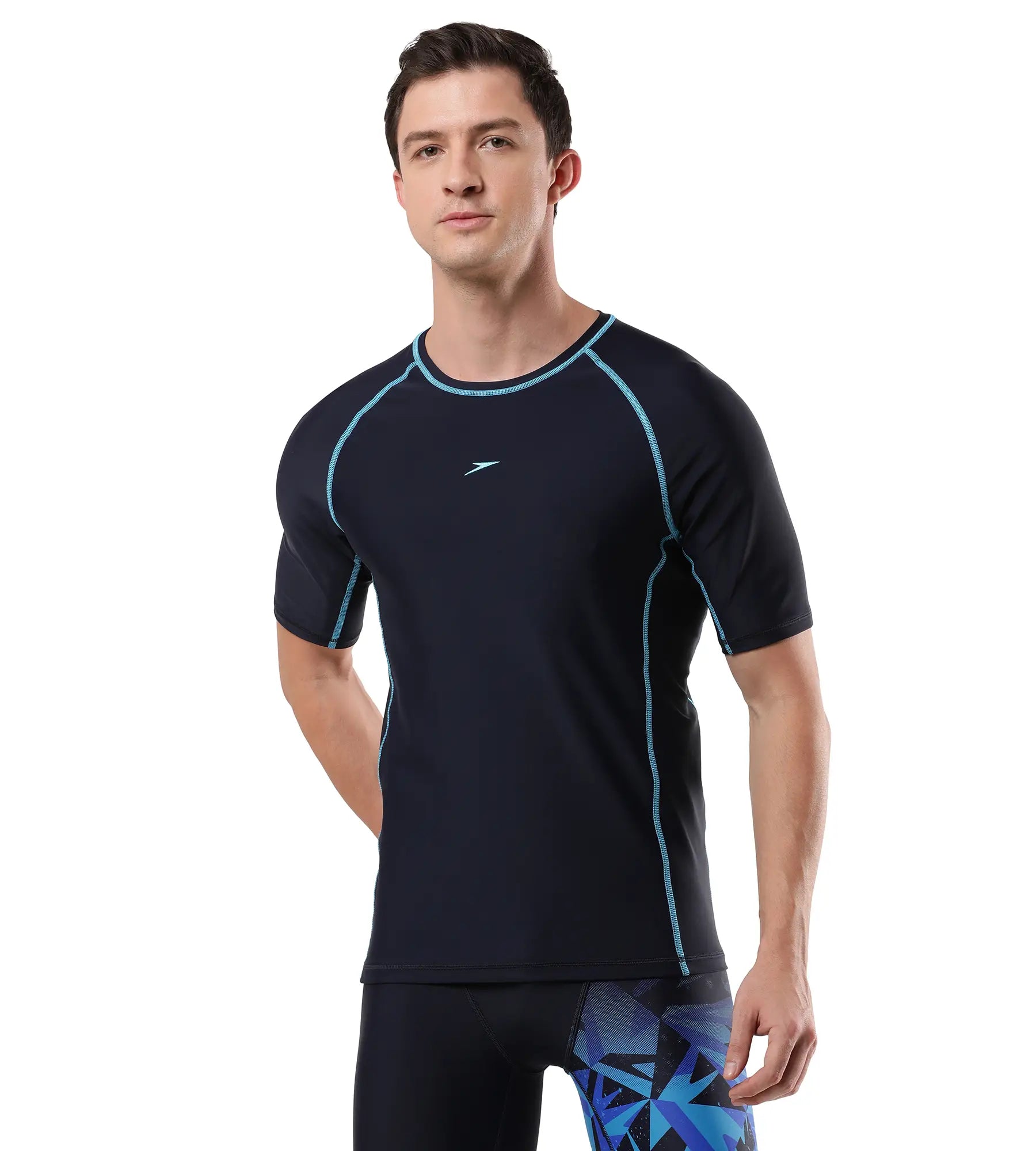 Men's Endurance  Short Sleeve Suntop - True Navy  &  Picton Blue