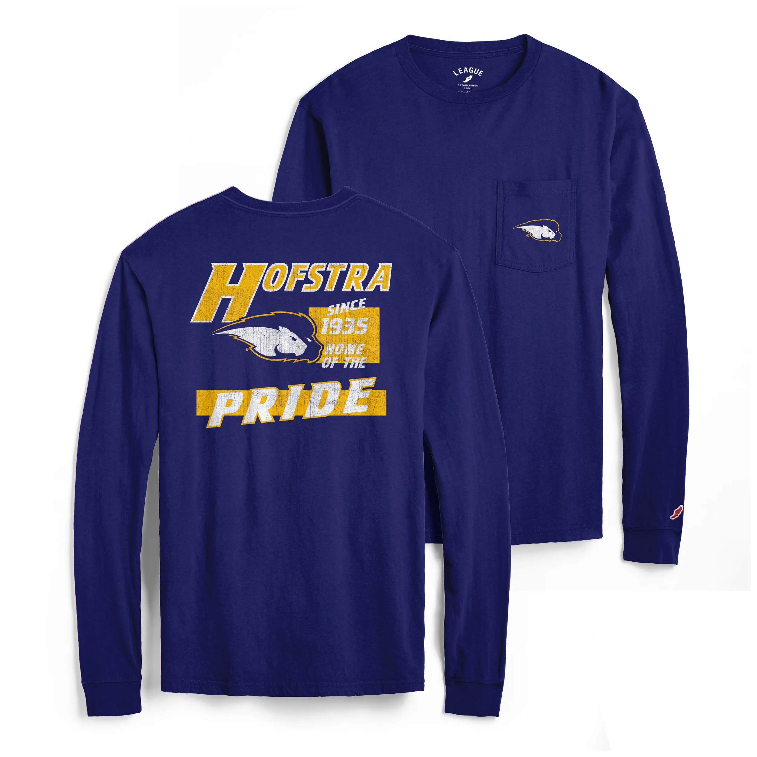 Mens LEAGUE RBL Hofstra University L/S Pocket Tee