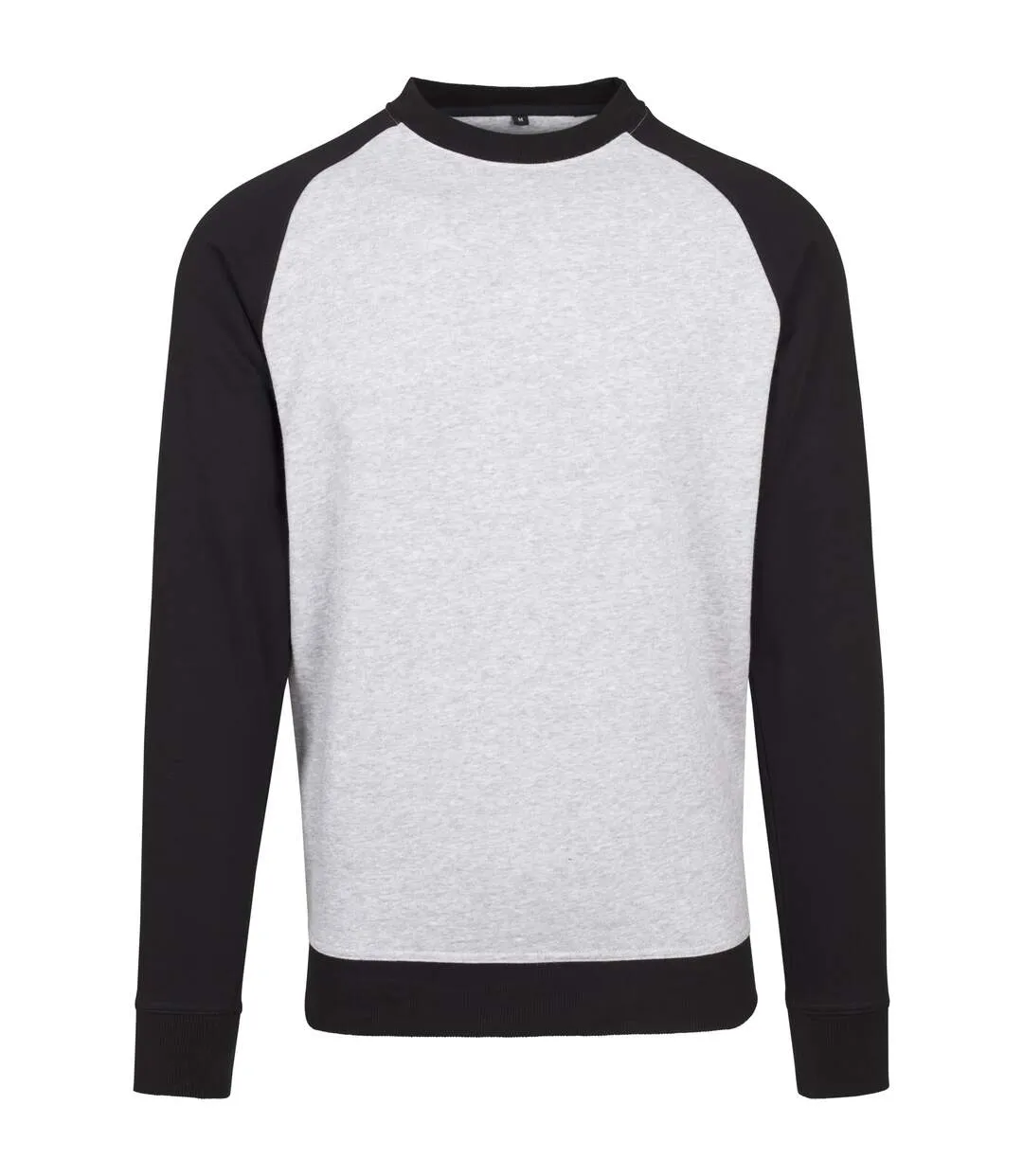 Mens raglan crew neck top heather grey/black Build Your Brand