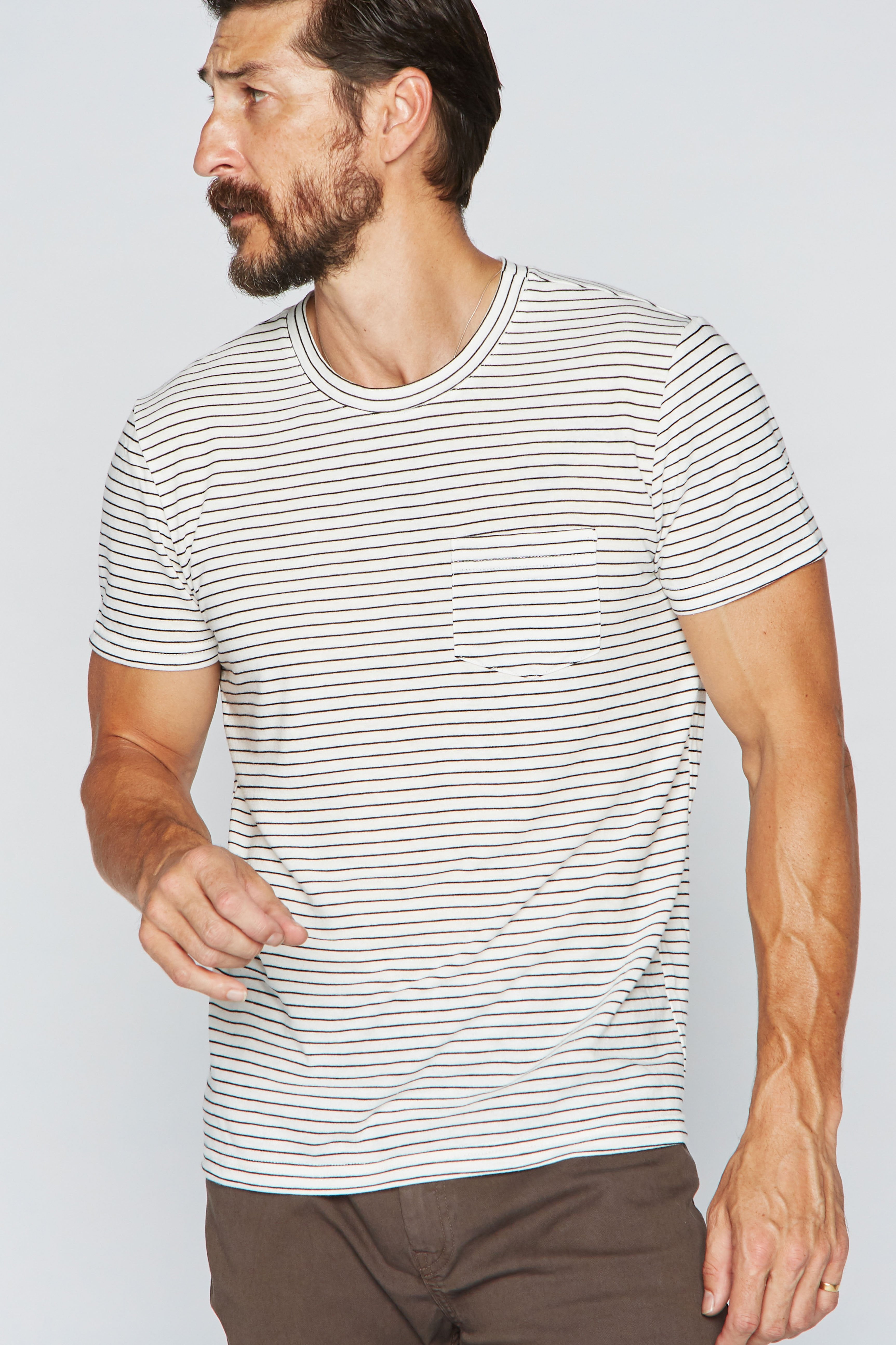 Men's V-Pocket Stripe Tee