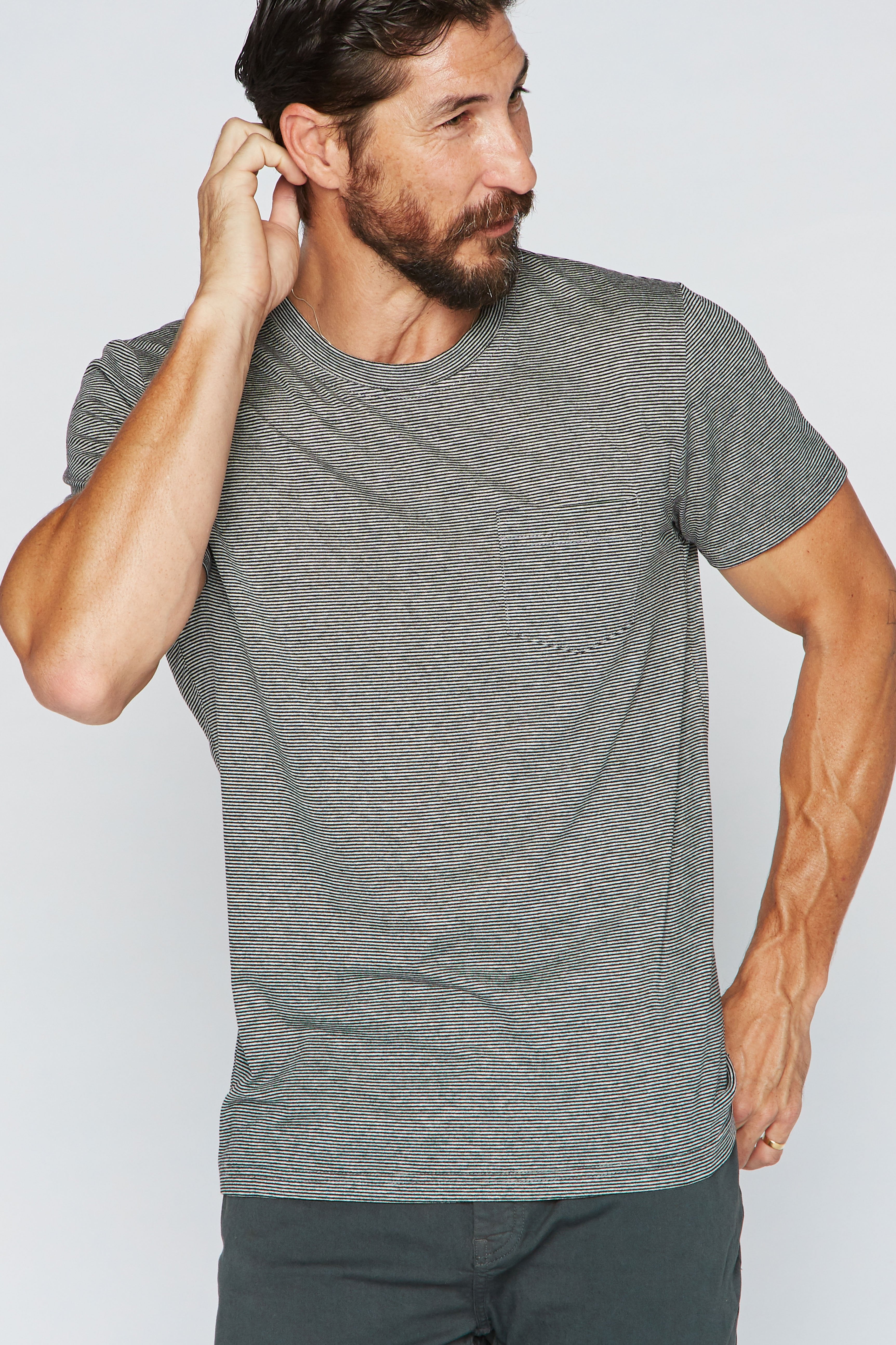 Men's V-Pocket Stripe Tee