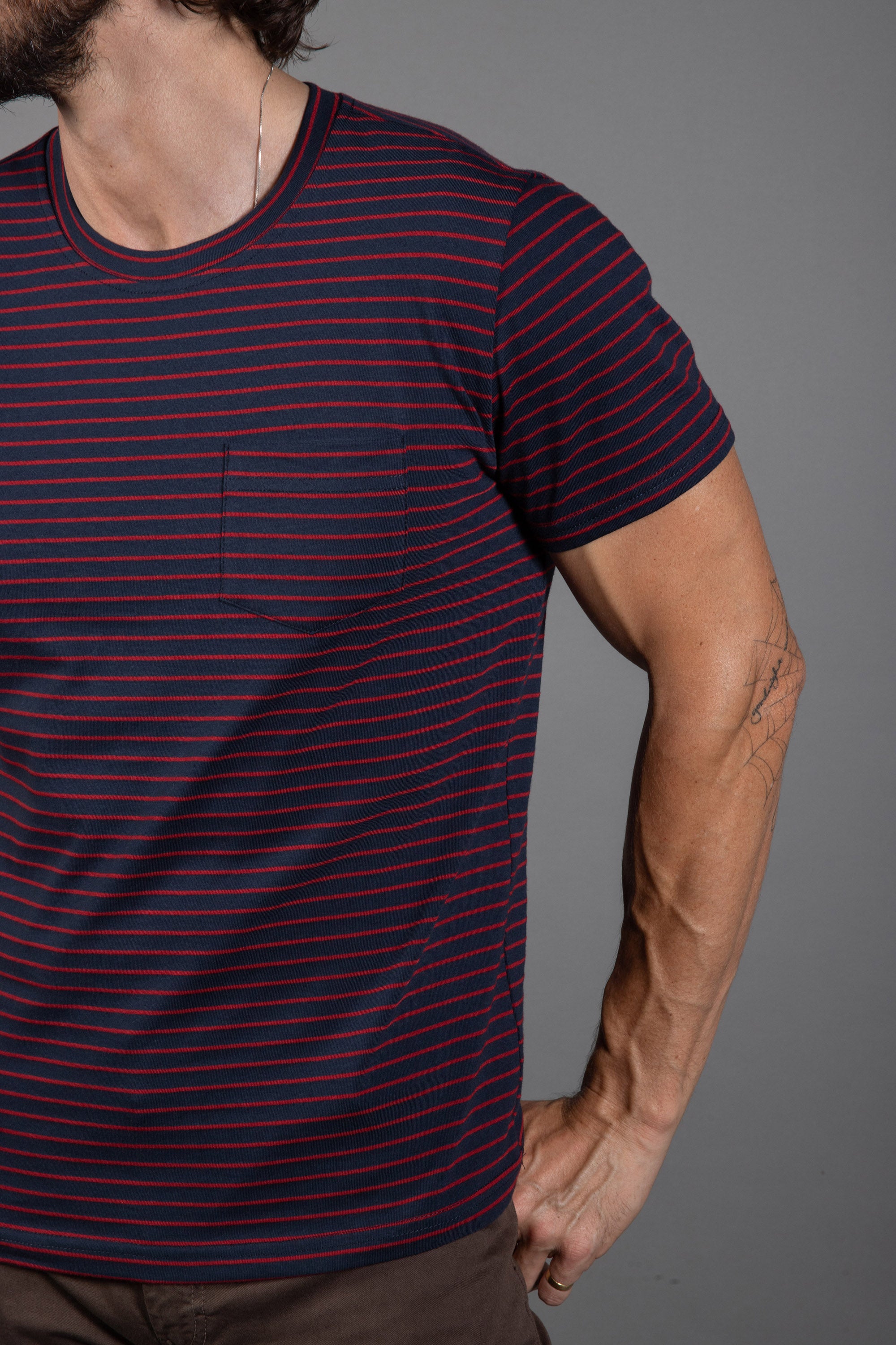 Men's V-Pocket Stripe Tee