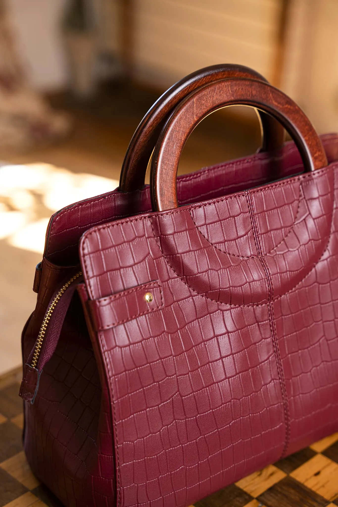 Mini Kayamb Grape Leather Vegan Handbag | Burgundy