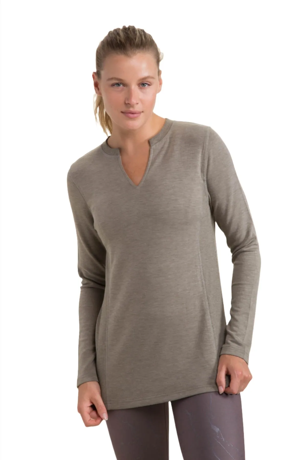 Mono B Split Collar Long Sleeve Tee KT-A1040 and Plus