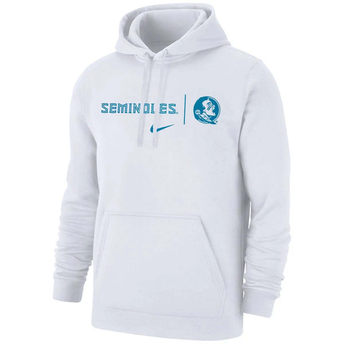 Nike Men's Turquoise Seminoles/Seminole Logo Design Club Fleece PO Hood - White