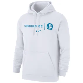 Nike Men's Turquoise Seminoles/Seminole Logo Design Club Fleece PO Hood - White