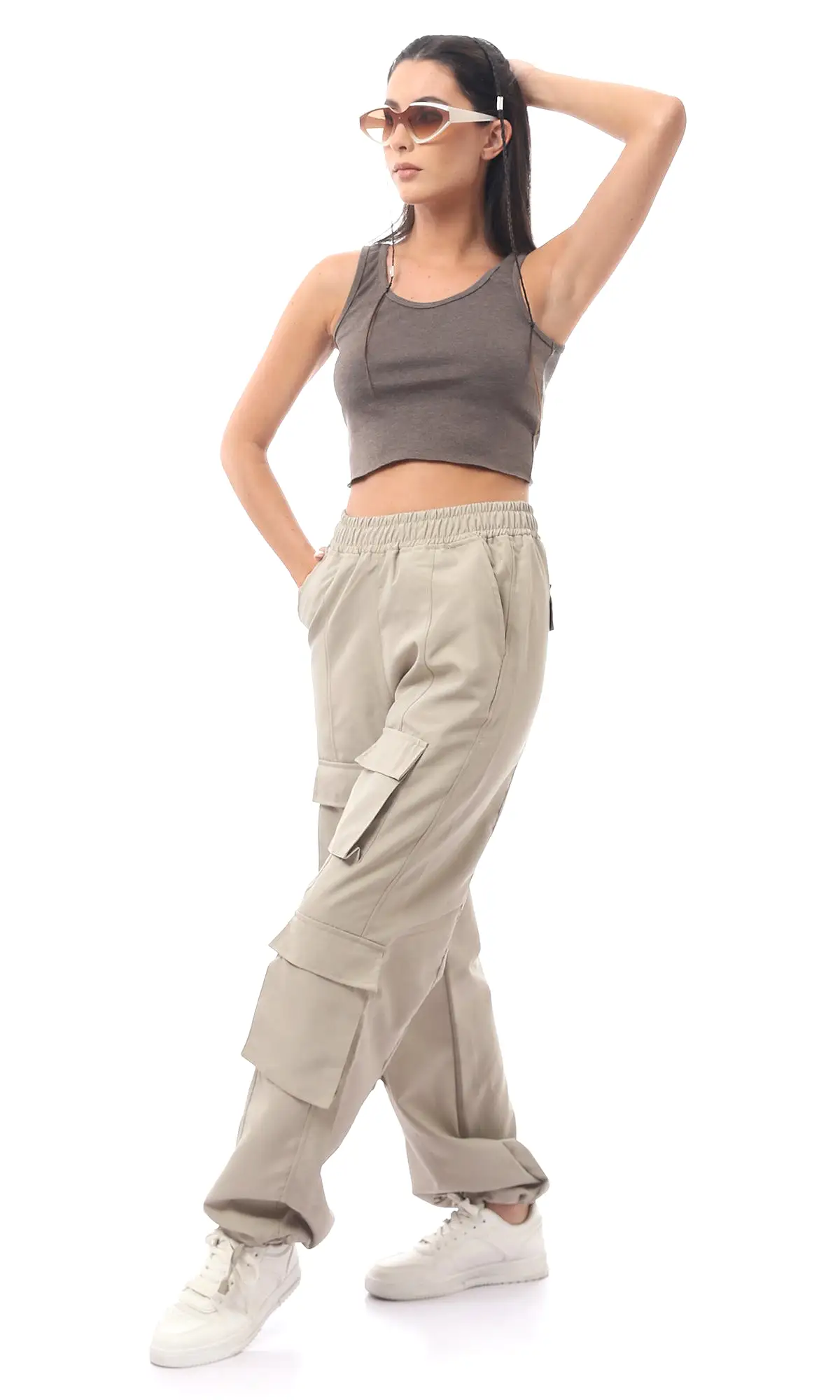 O166389 Heather Grey Slip On Cropped Top