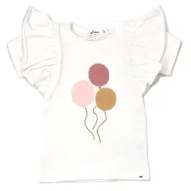 oh baby! Butterfly Short Sleeve Slub Tee - Balloons - Oyster Heather