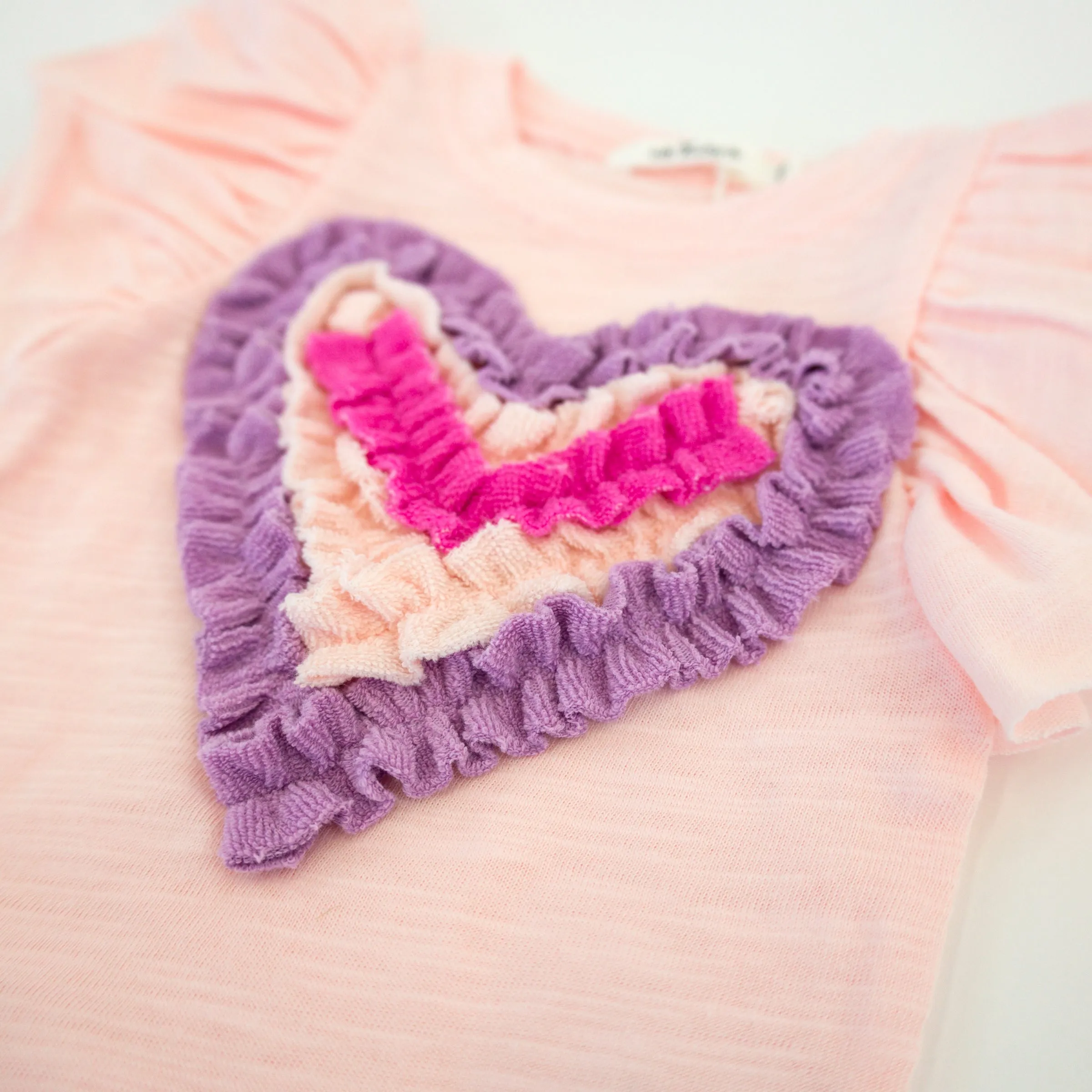 oh baby! Butterfly Short Sleeve Tee with Terry Tushie - Ruffle Heart Applique - Orchid