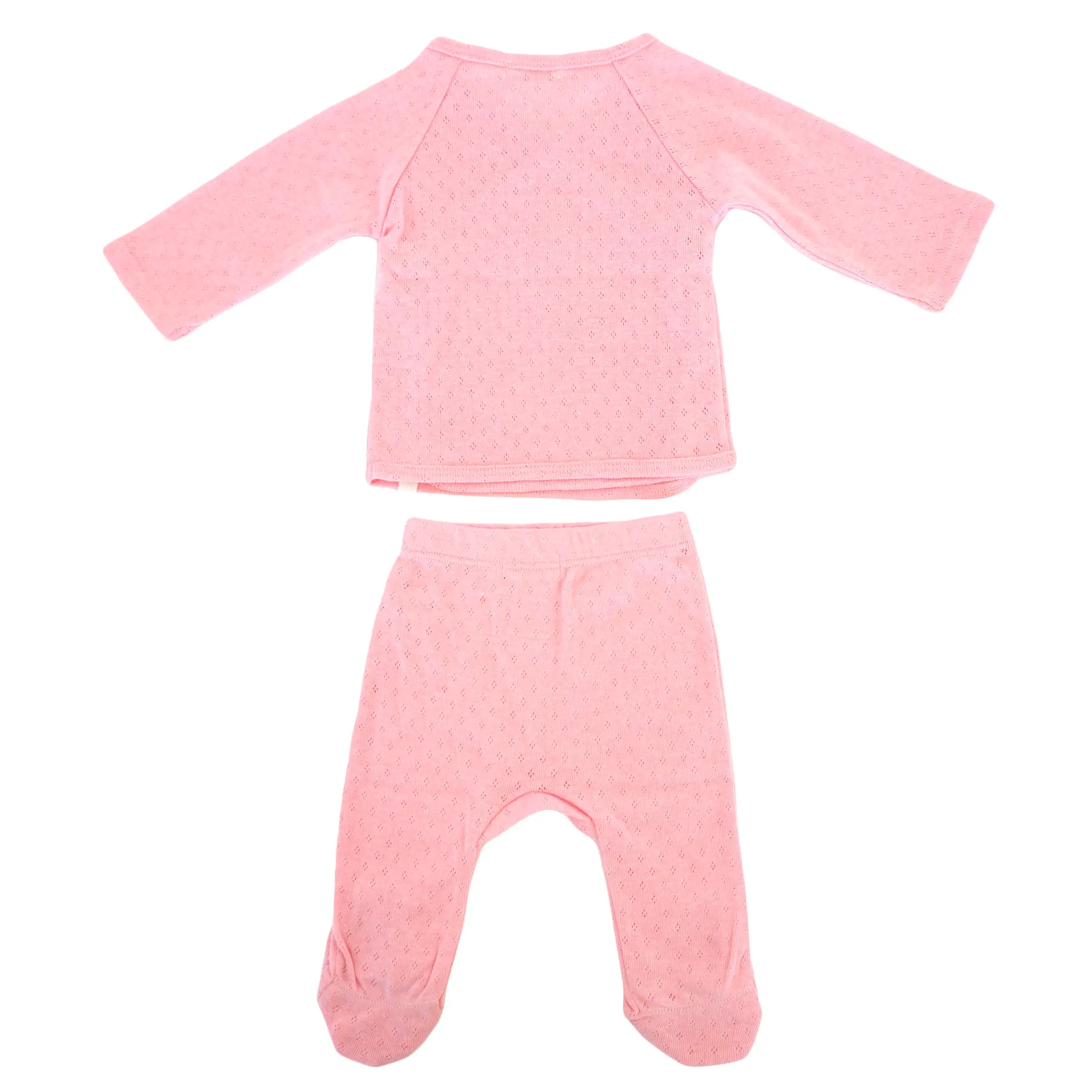 oh baby! Pointelle Kimono Footie Set - Pink Heather