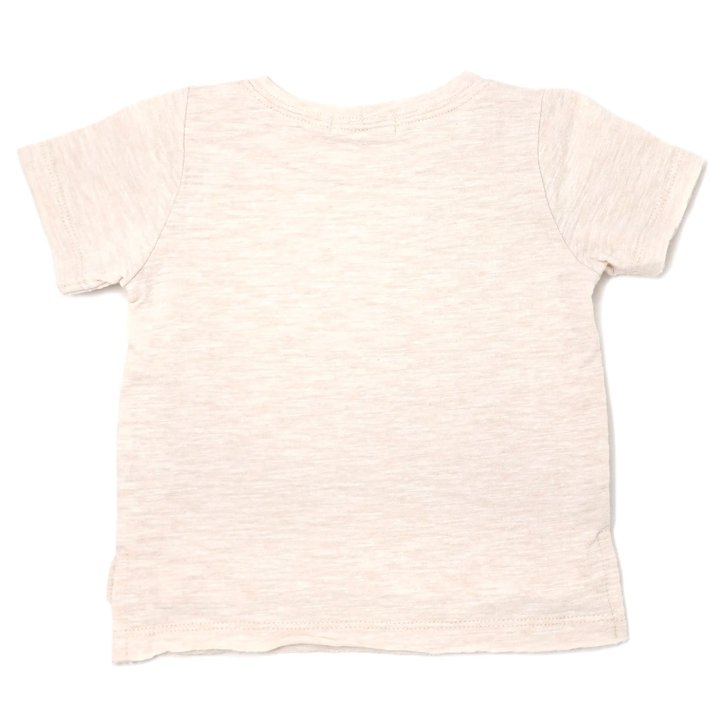 oh baby! Raw Edge Short Sleeve Cotton Slub Tee - Monkey  - Sand Heather