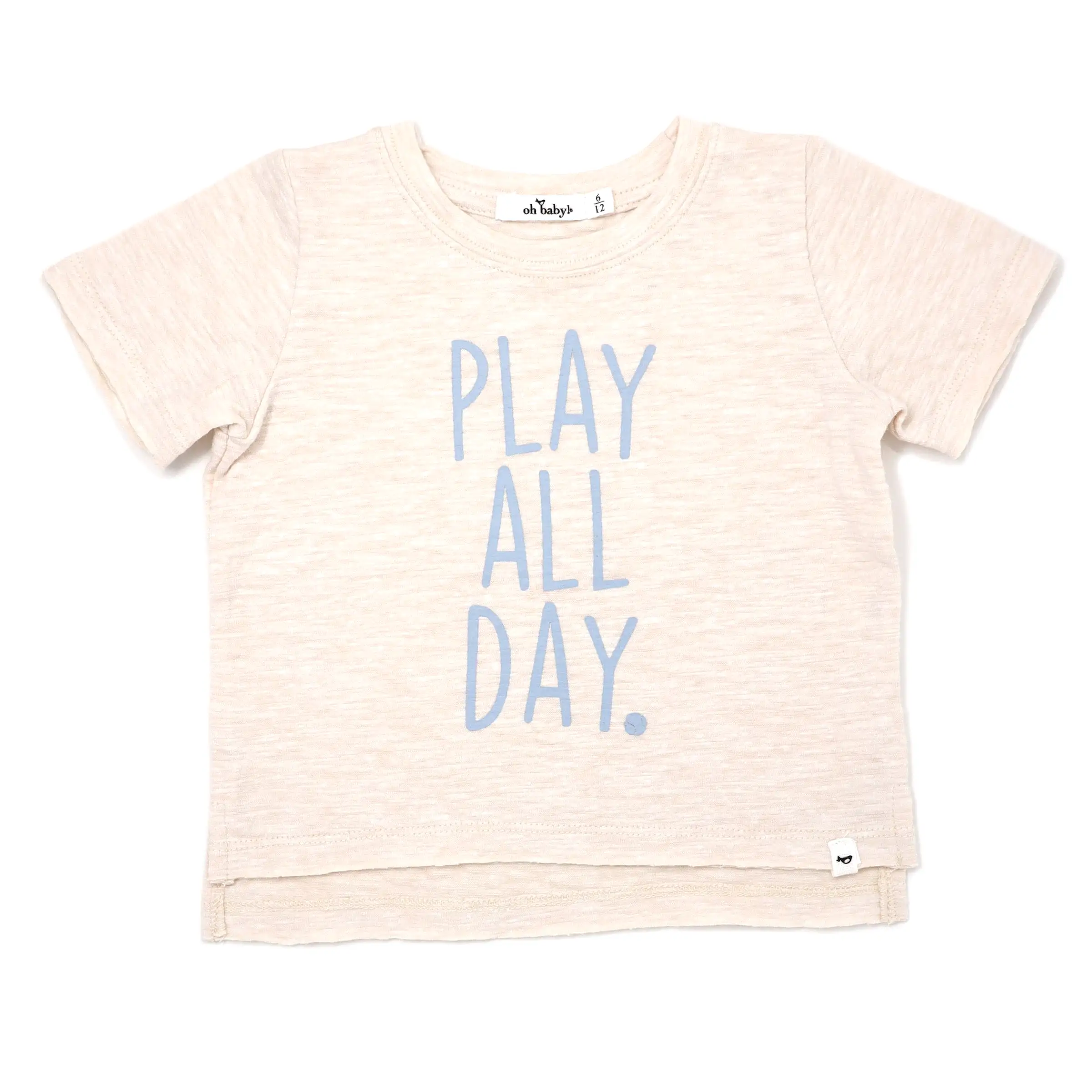 oh baby! Raw Edge Short Sleeve Cotton Slub Tee - Play All Day - Sand Heather