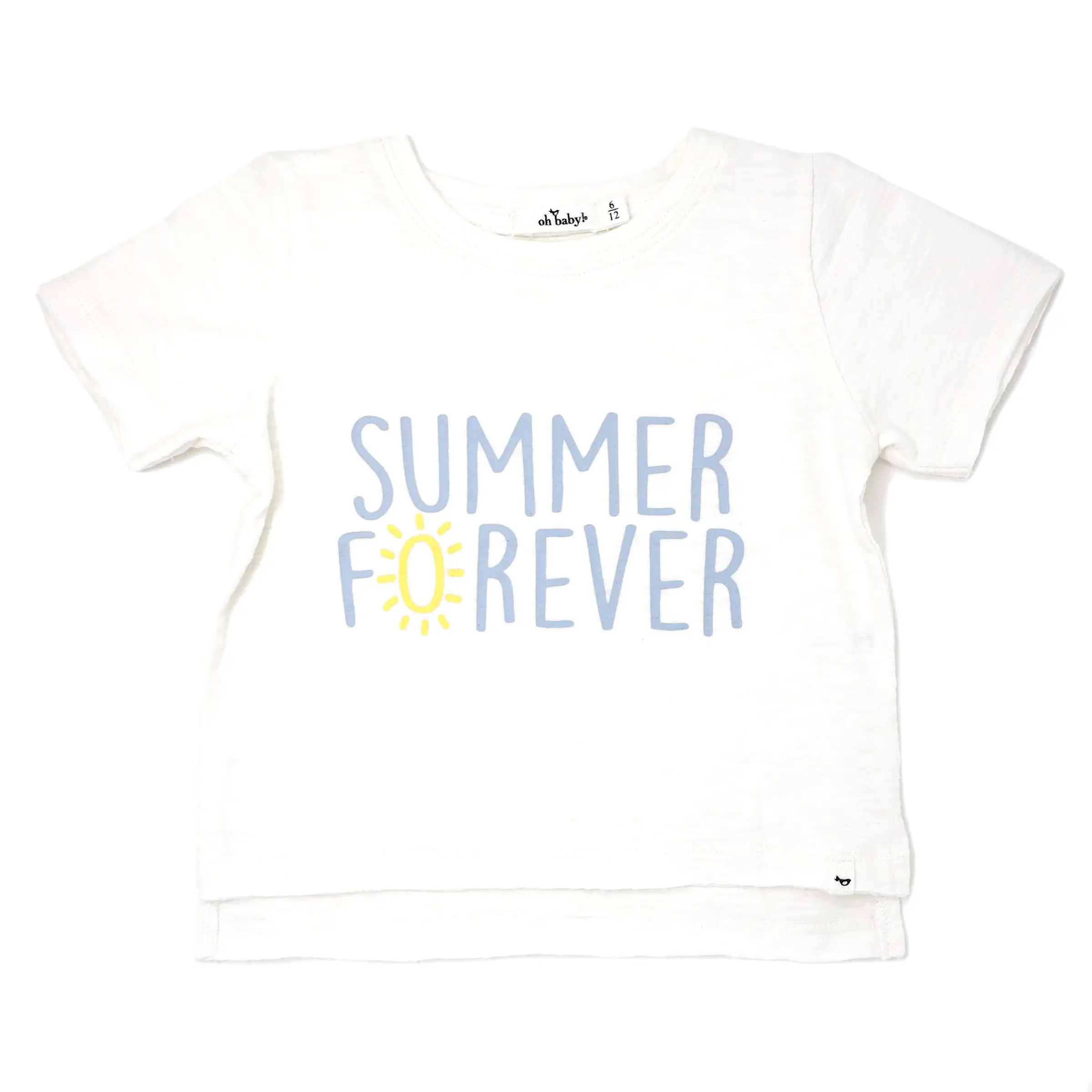 oh baby! Raw Edge Short Sleeve Cotton Slub Tee - Summer Forever - Oyster Heather