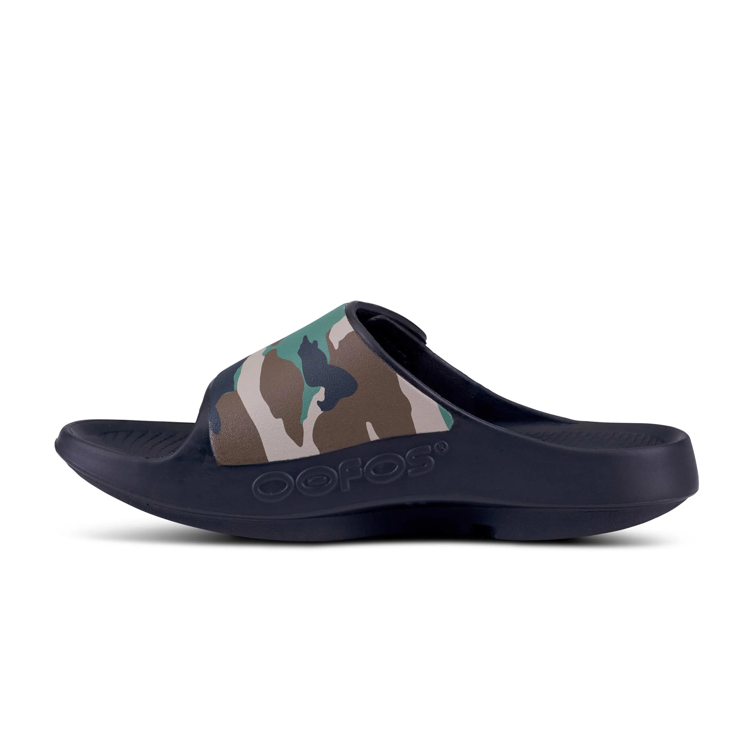 Oofos OOahh Unisex Sport Flex Slide Sandal- Woodland Camo