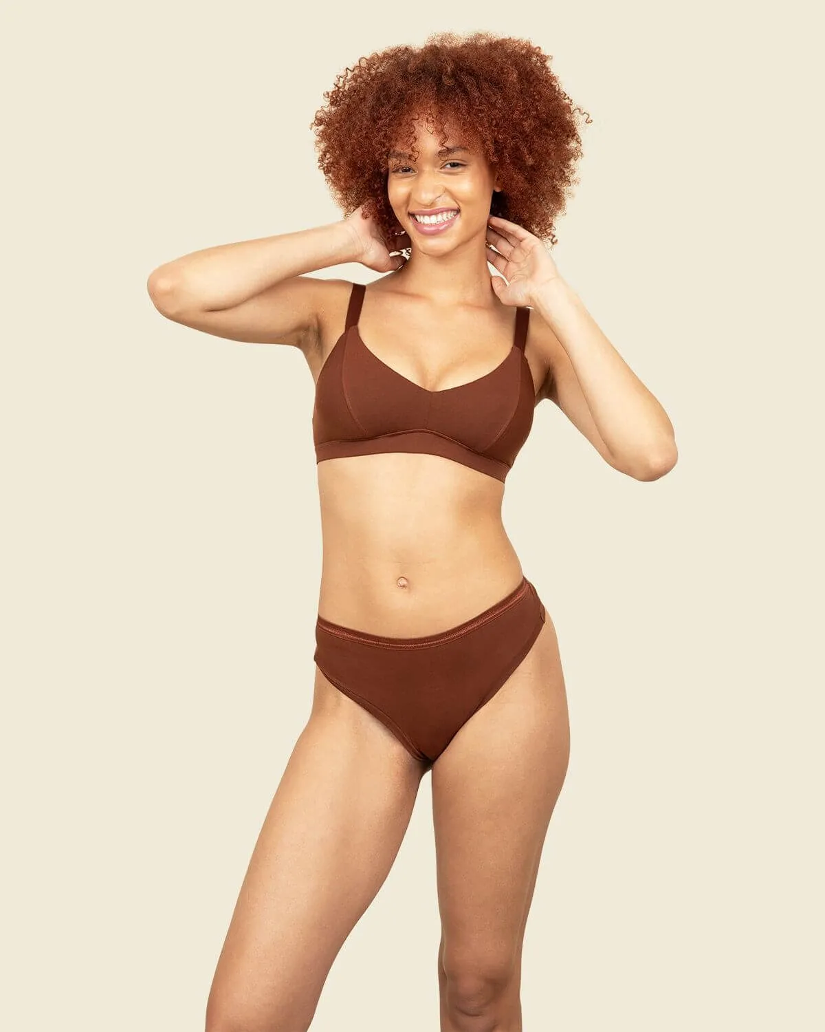 Organic Cotton New Triangle Soft Bra in Cacao