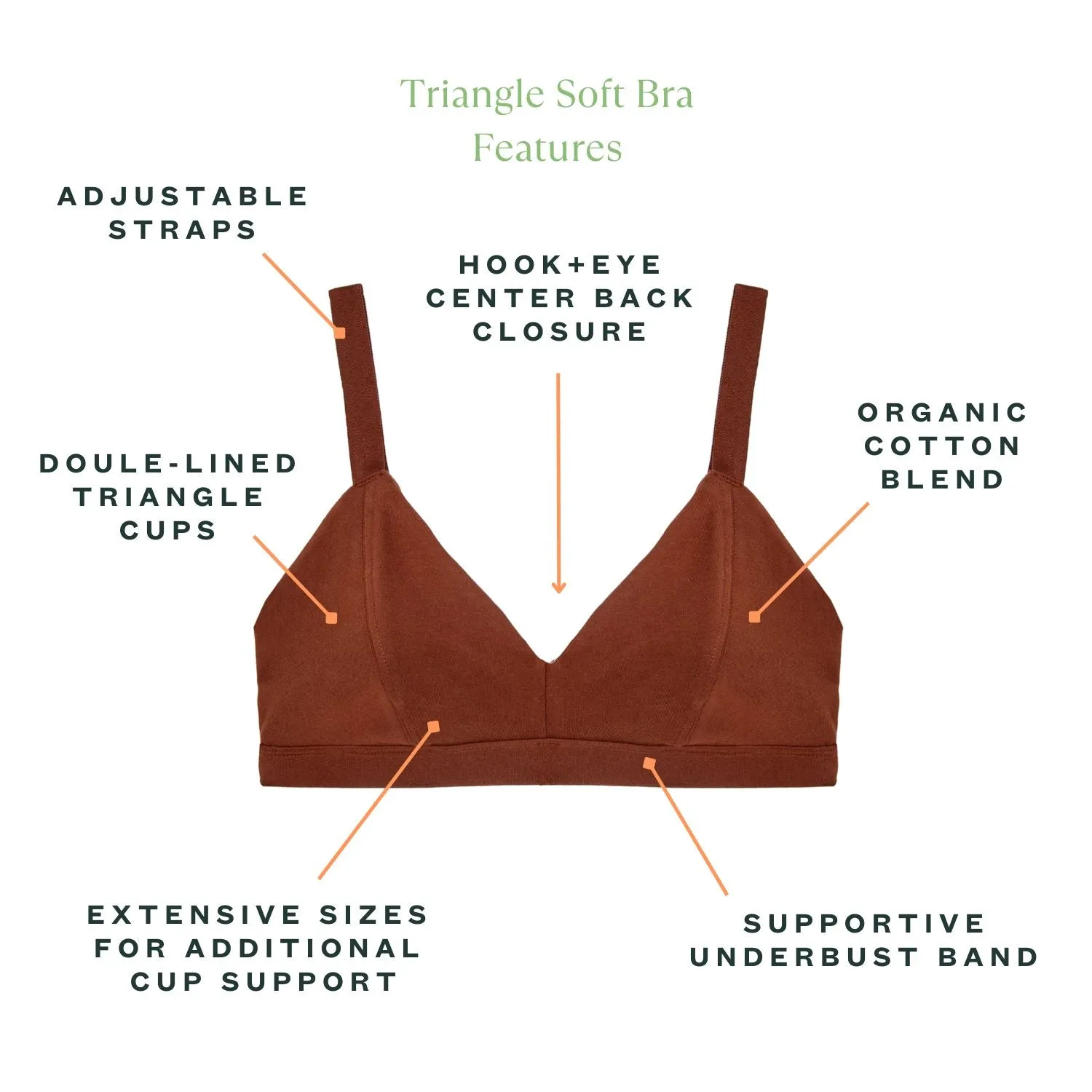 Organic Cotton New Triangle Soft Bra in Cacao