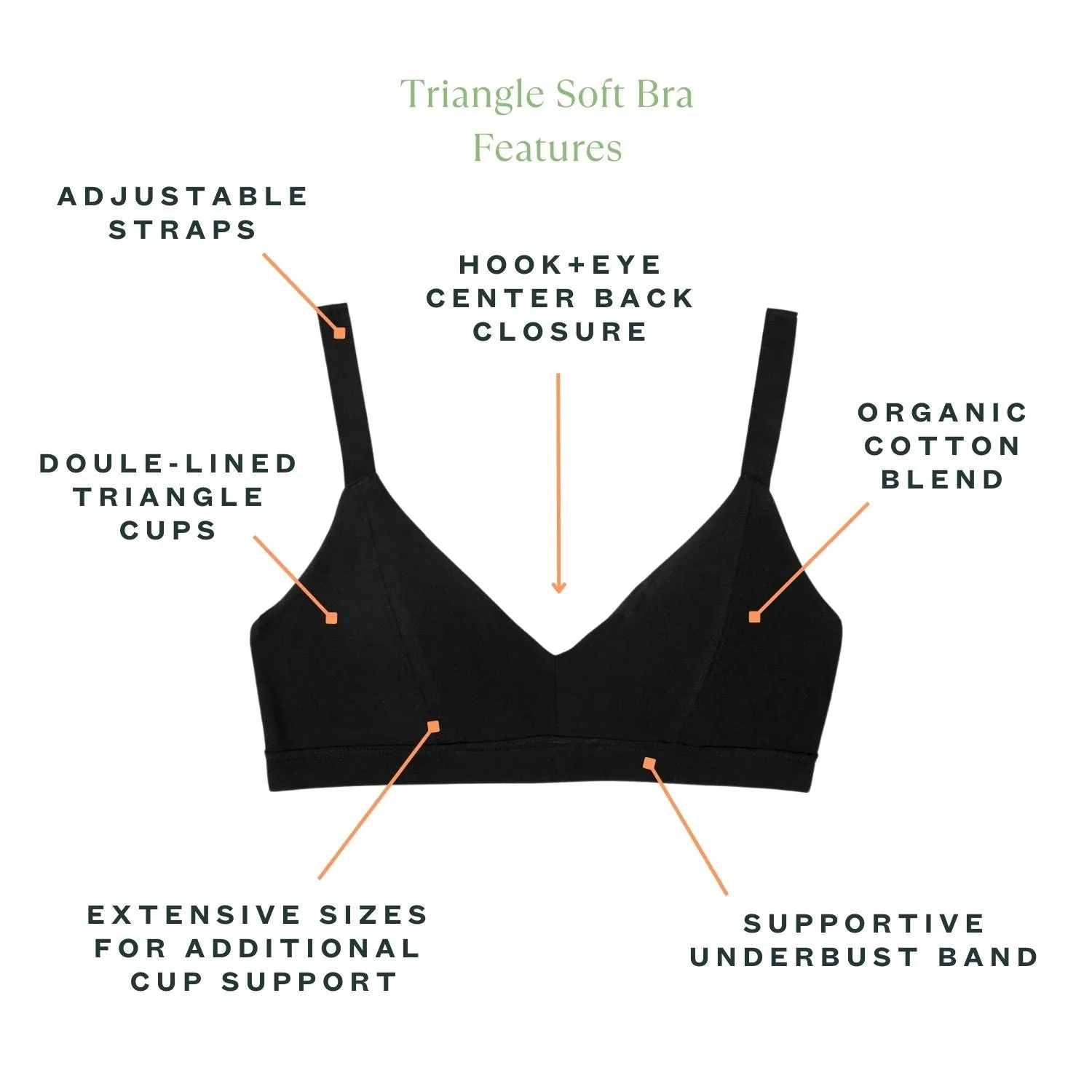 Organic Cotton New Triangle Soft Bra in Carbon