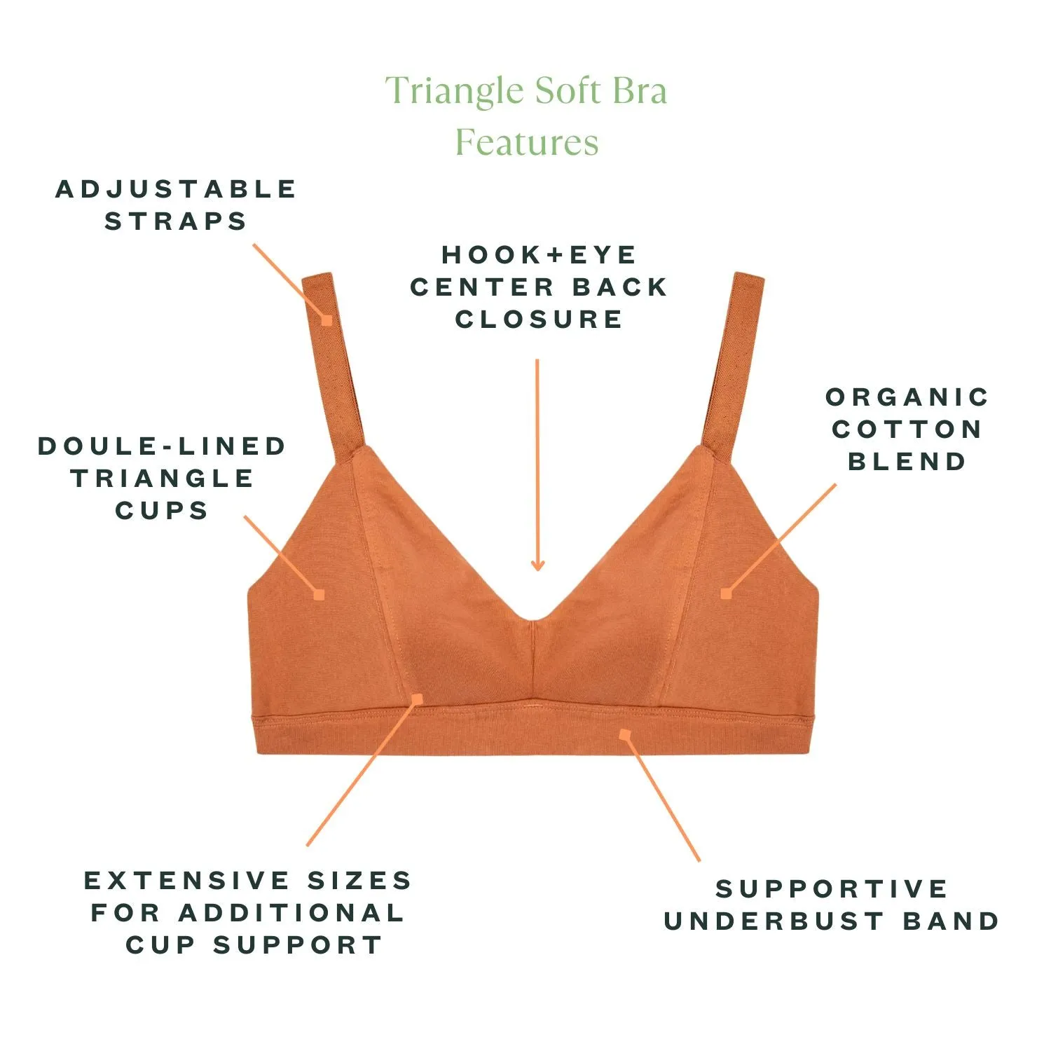 Organic Cotton New Triangle Soft Bra in Spice