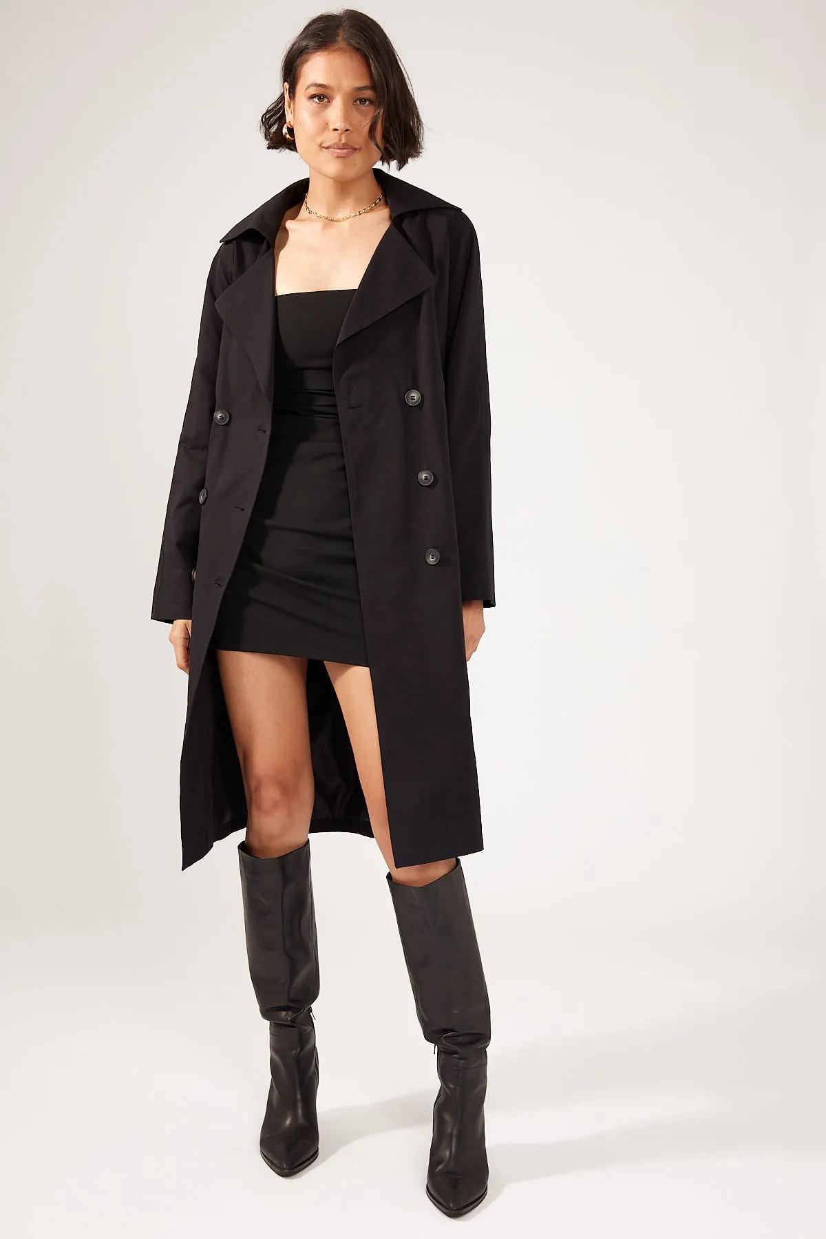 Perfect Stranger Lila Trench Coat Black