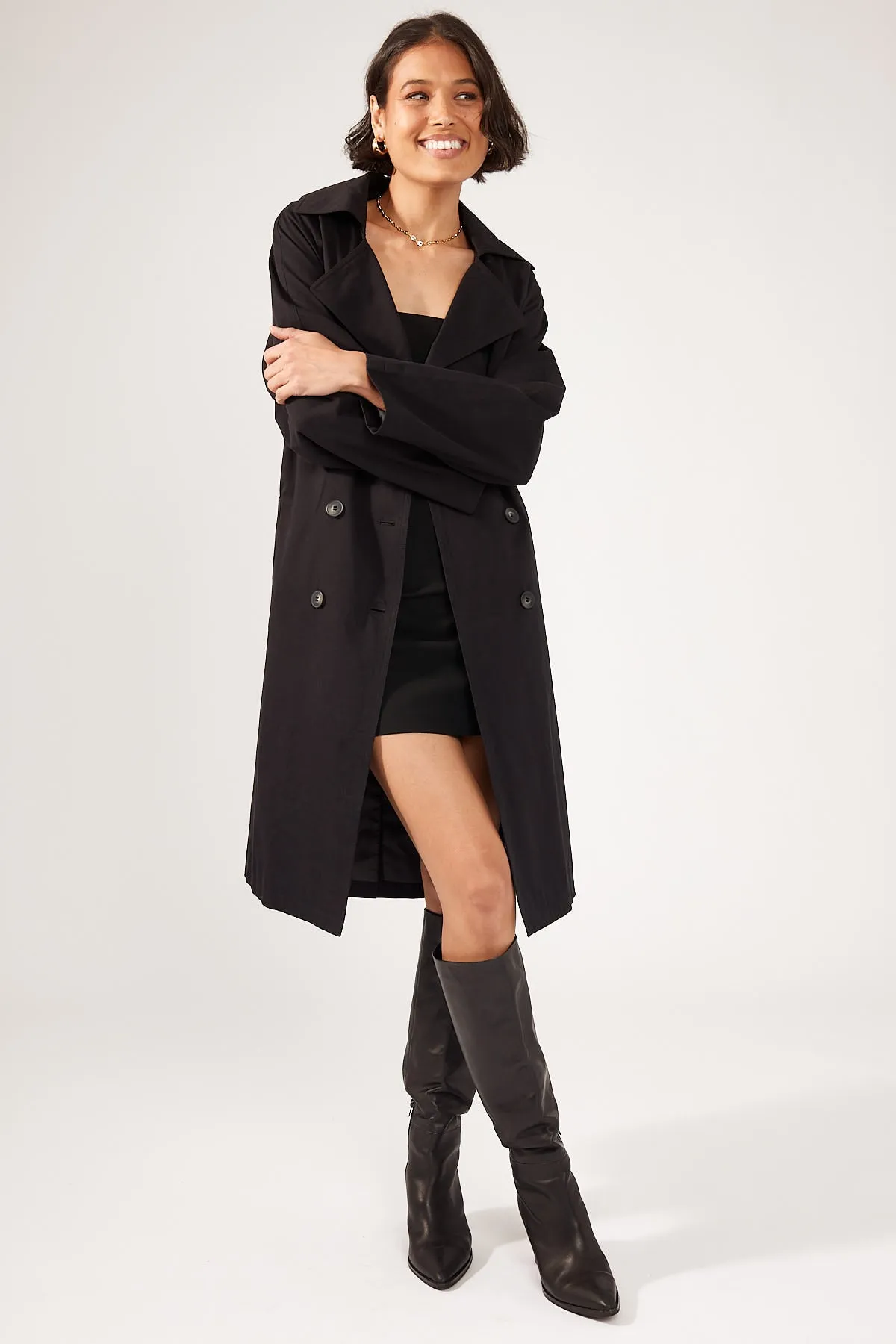 Perfect Stranger Lila Trench Coat Black