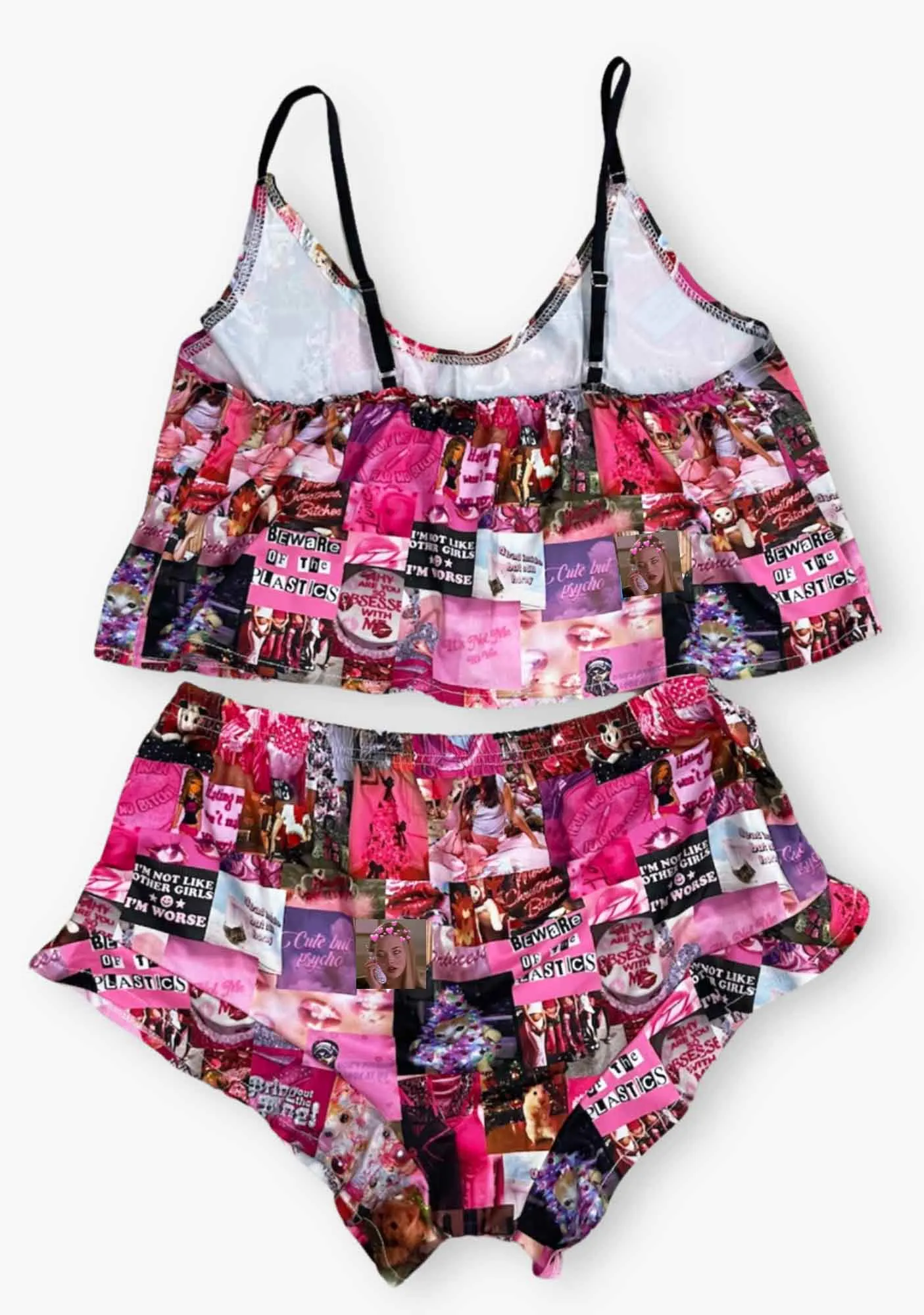 Pink Collage Y2K Cami Pajama Set