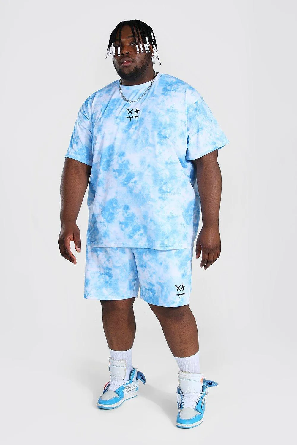 Plus Loose Fit Tie Dye Tee & Short Set | boohooMAN UK