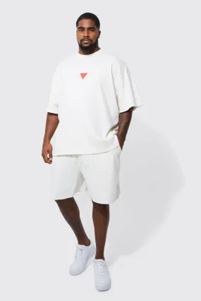 Plus Oversized Foam Graphic Tee And Short Set | boohooMAN UK