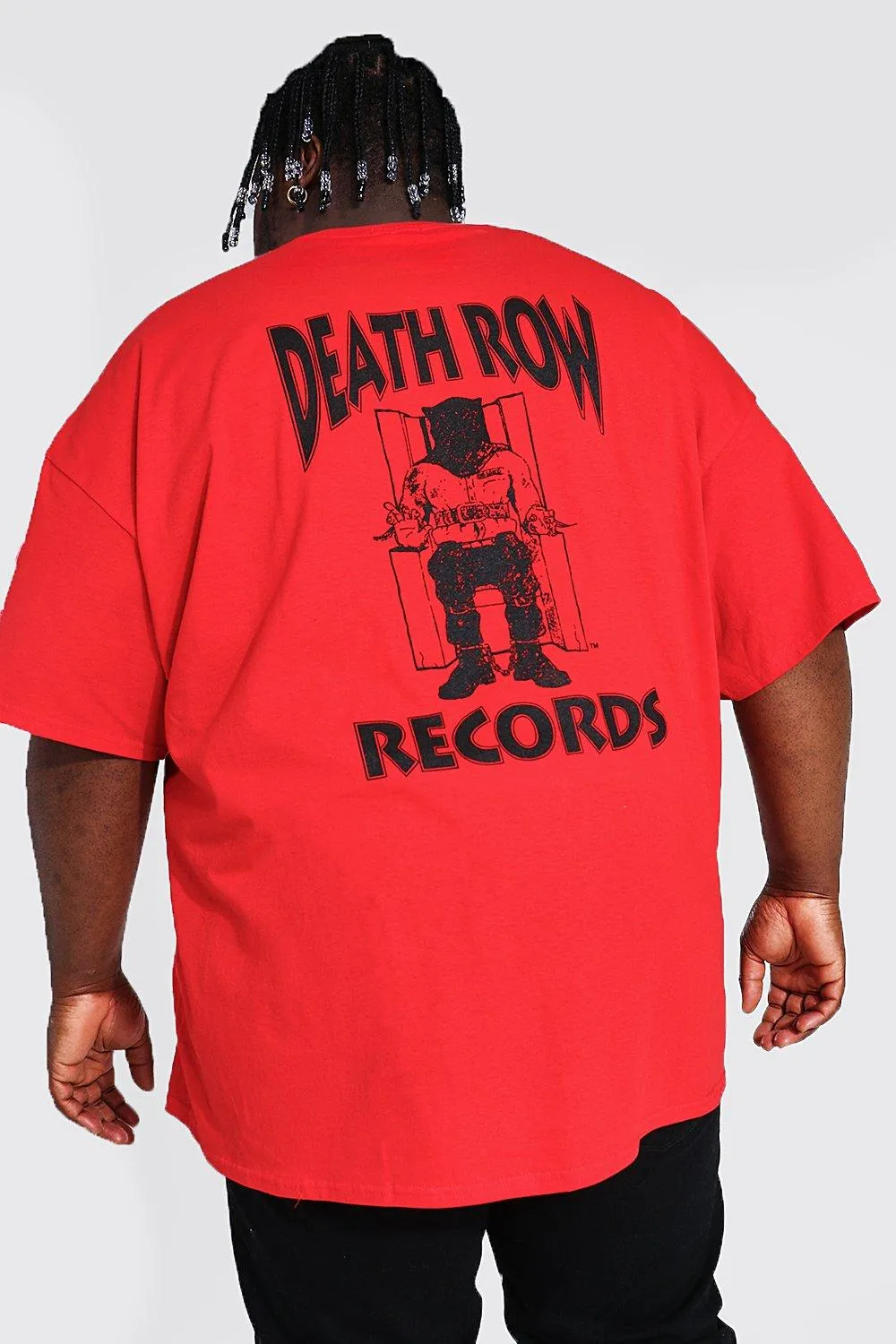 Plus Size Death Row Front & Back License Tee | boohooMAN UK