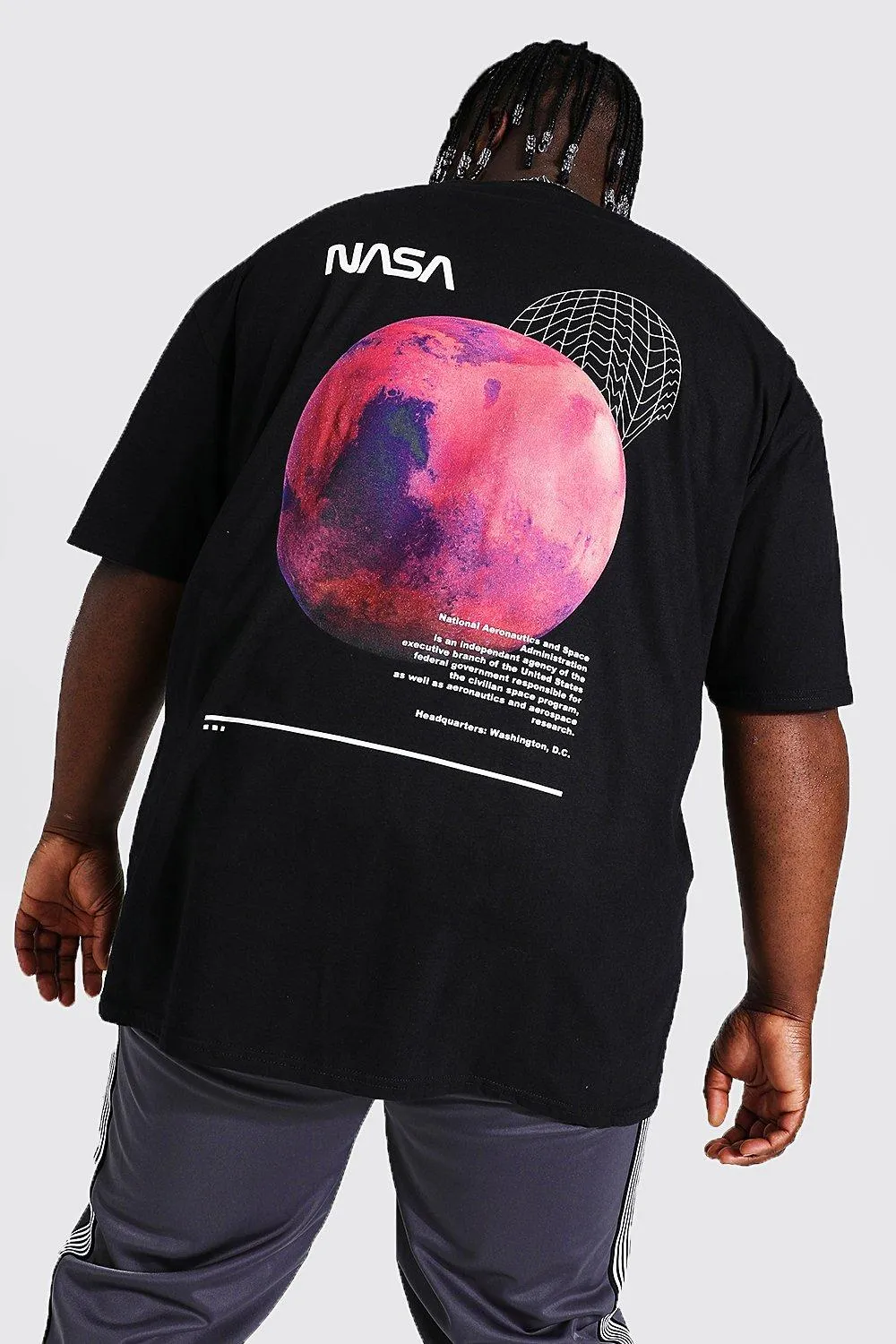 Plus Size Nasa Planet Back Print License Tee | boohooMAN UK