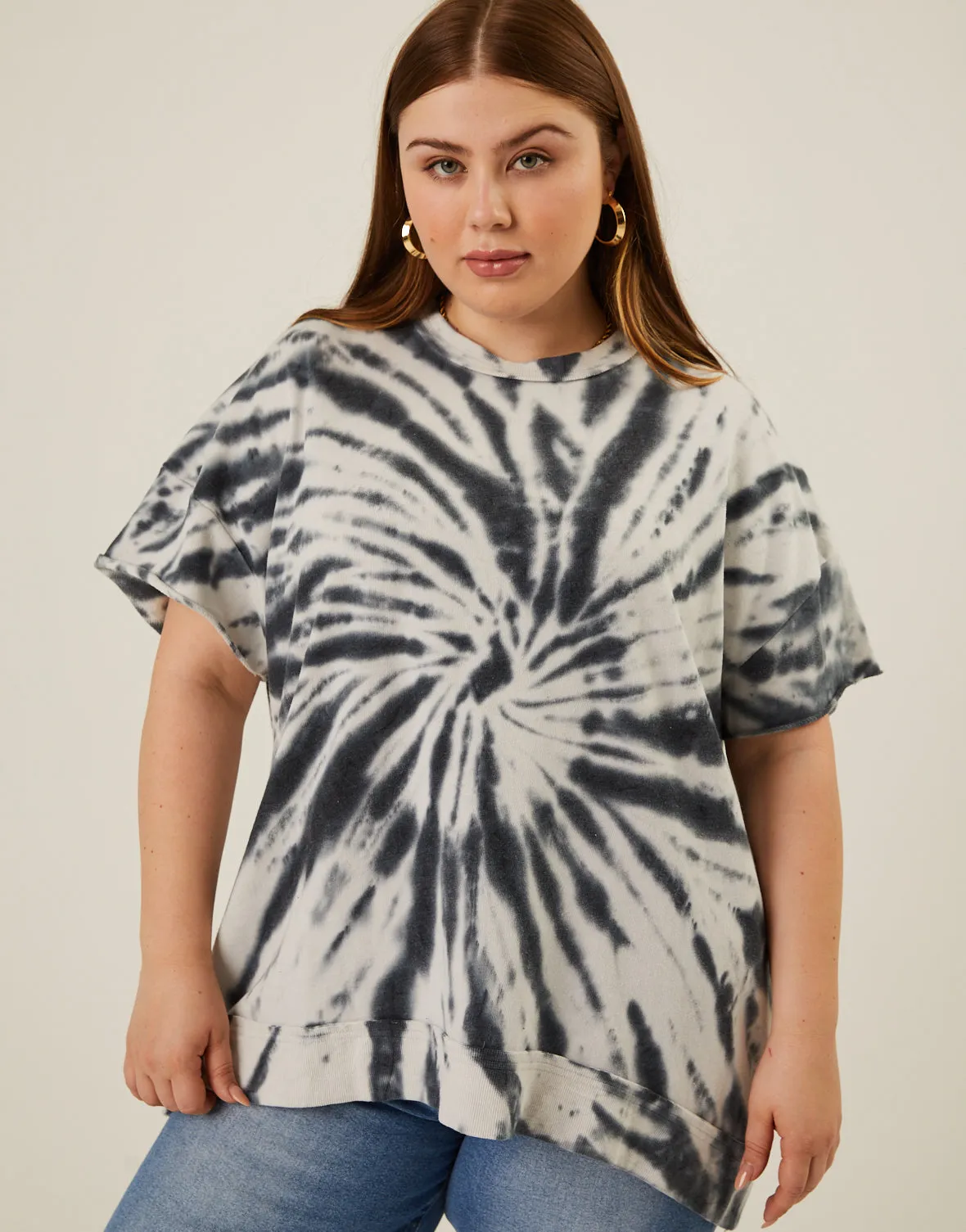 Plus Size Tie Dye Loose Fit Tee