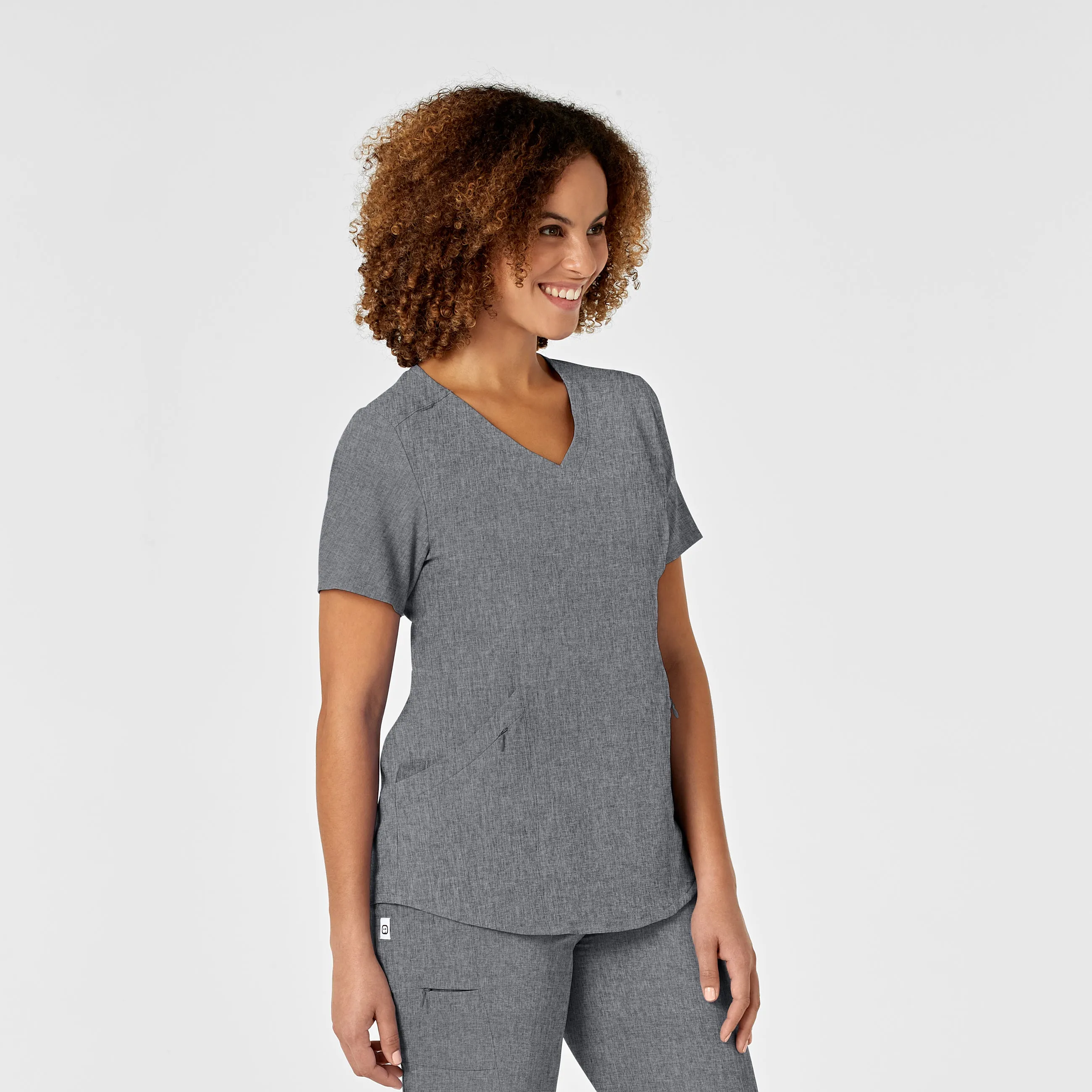 RENEW Women's V-Neck Scrub Top - Grey Heather