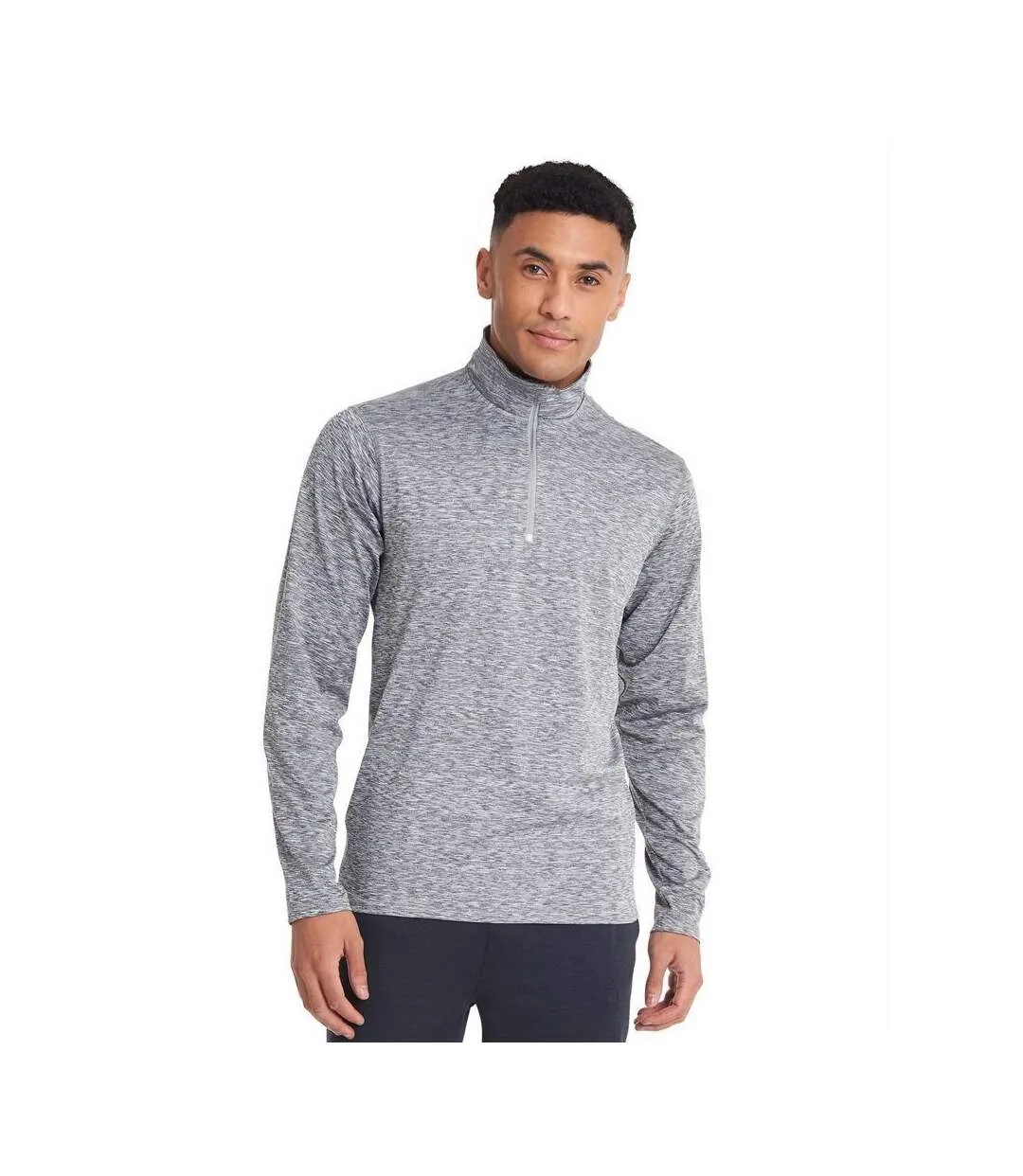 Rhino Mens Hyper Mid Layer Zip Skin Performance Top (Grey Heather) - UTRW6270