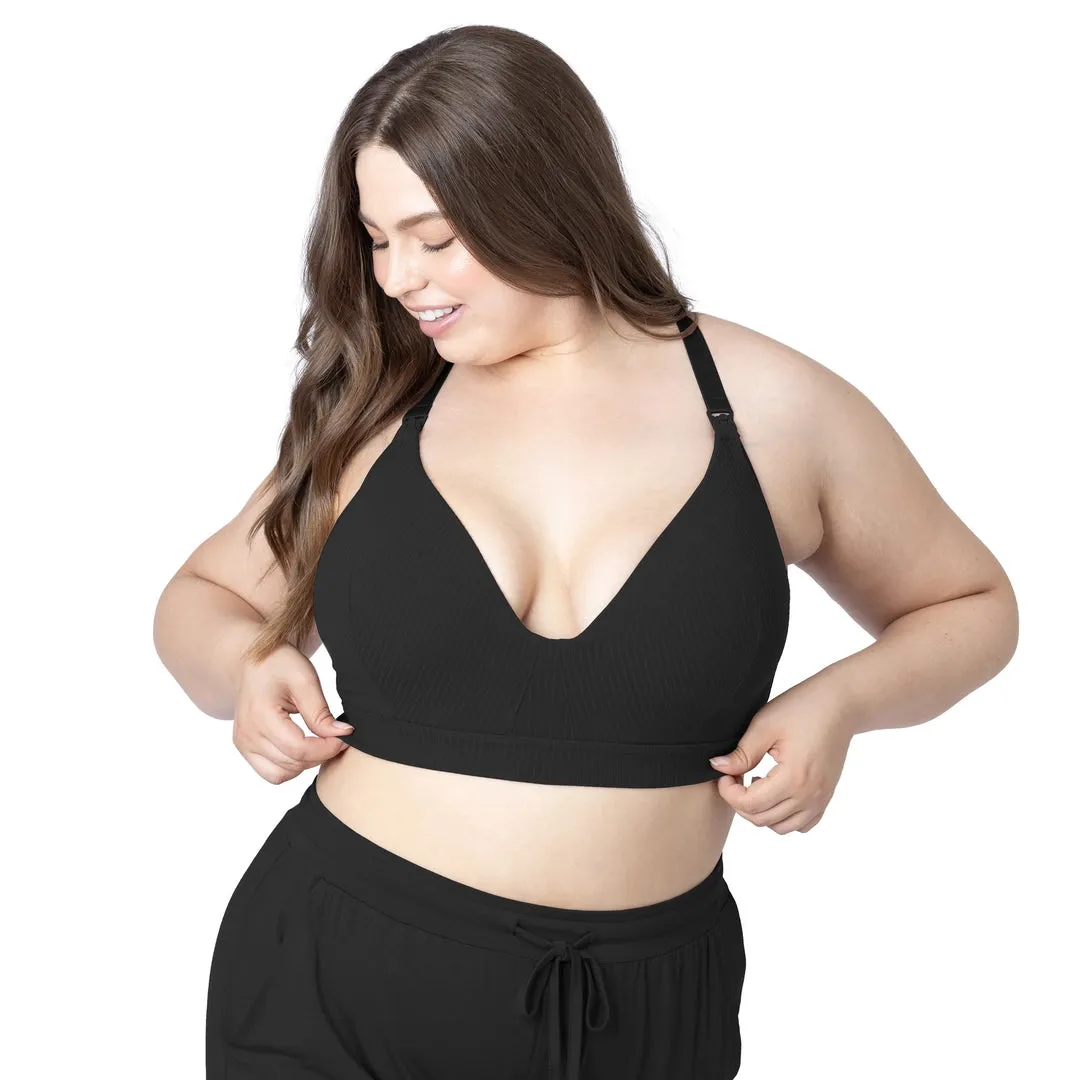 Ribbed Signature Cotton Nursing & Maternity Bra - Black