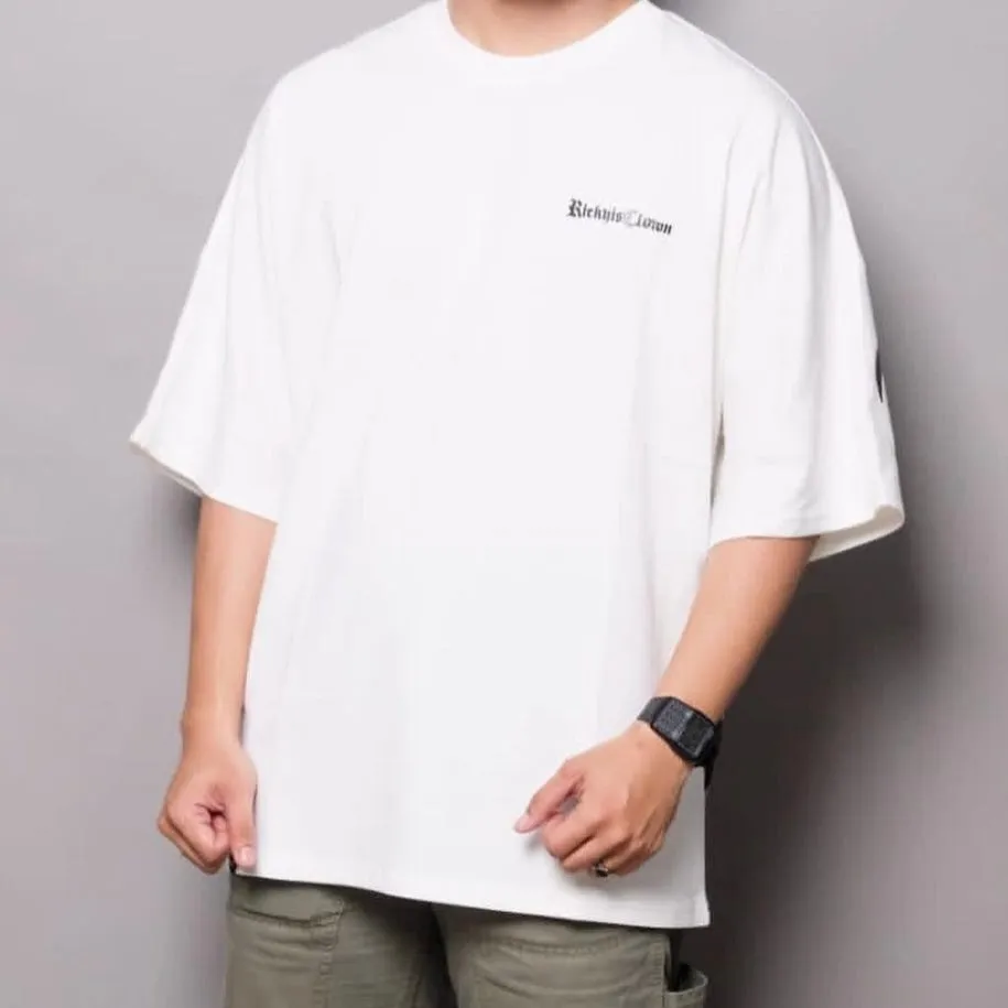 Rickyisclown [RIC] Gothic Logo Drop Shoulder Oversized Tee White [R8210720M-A]