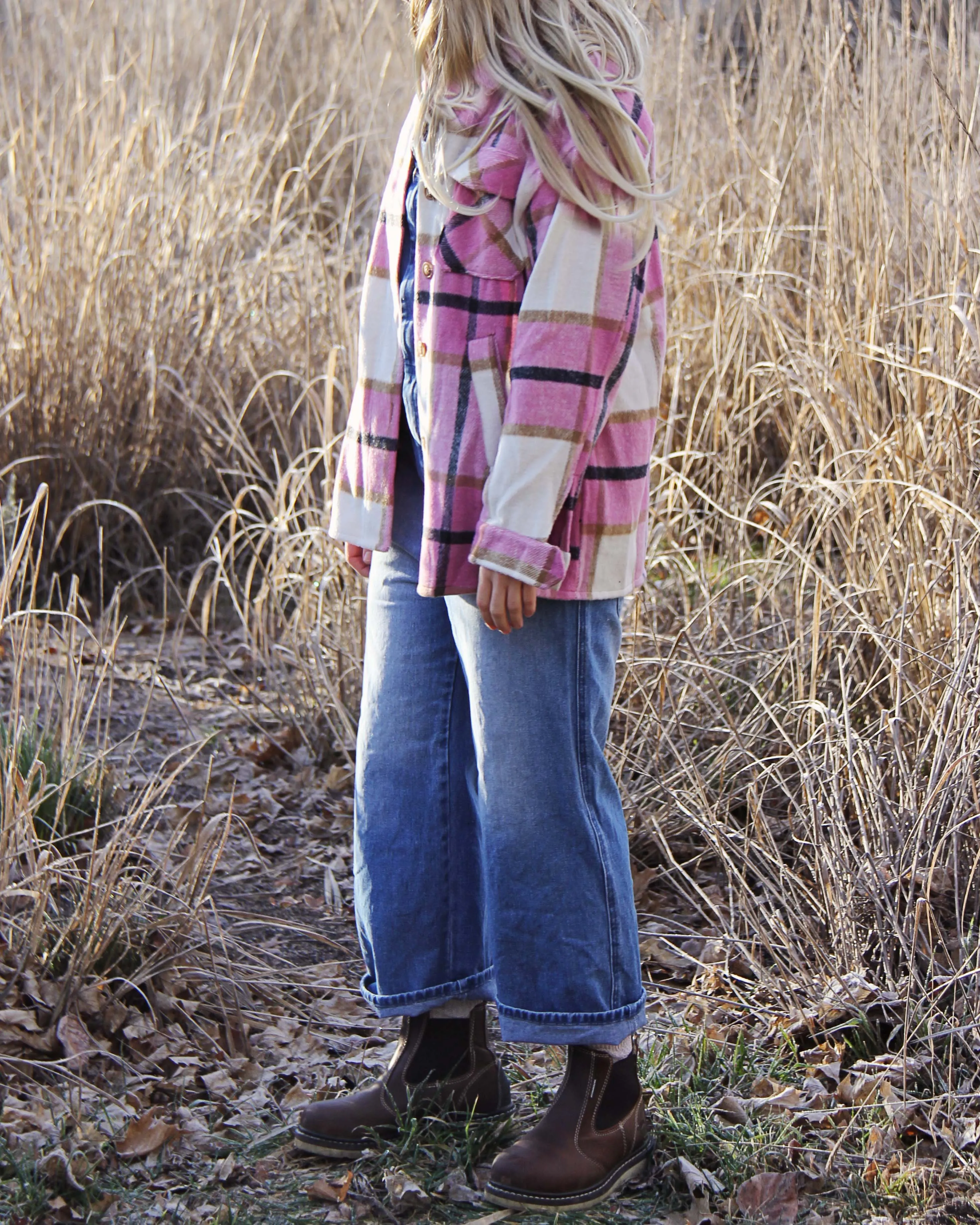 Rosie Weather Pink Plaid Shirt Jacket